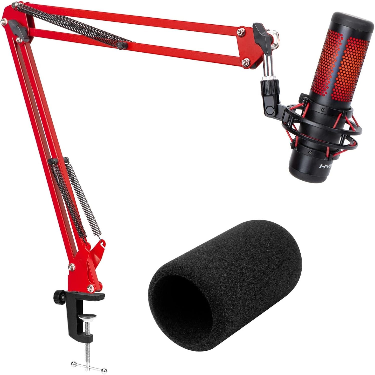 BRAZO PARA MICRÓFONO SUNMON HYPERX QUADCAST ROJO CON FILTRO Y ADAPTADOR - 1