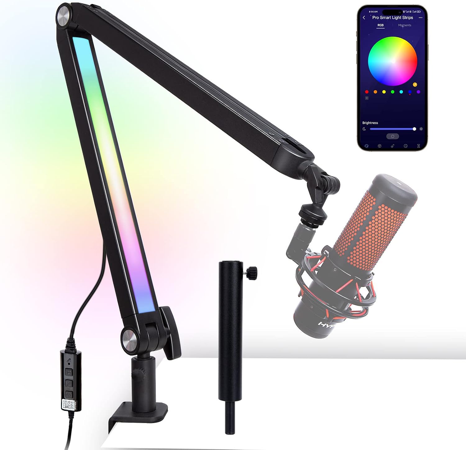BRAZO PARA MICRÓFONO CON LUZ RGB SUNMON AJUSTABLE PARA ESCRITORIO - 1
