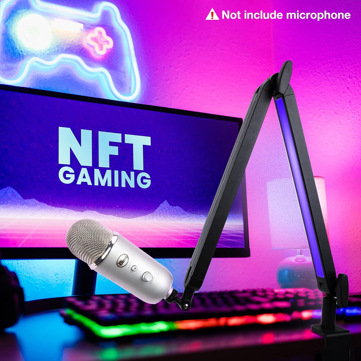 BRAZO PARA MICRÓFONO CON LUZ RGB SUNMON AJUSTABLE PARA ESCRITORIO - 5