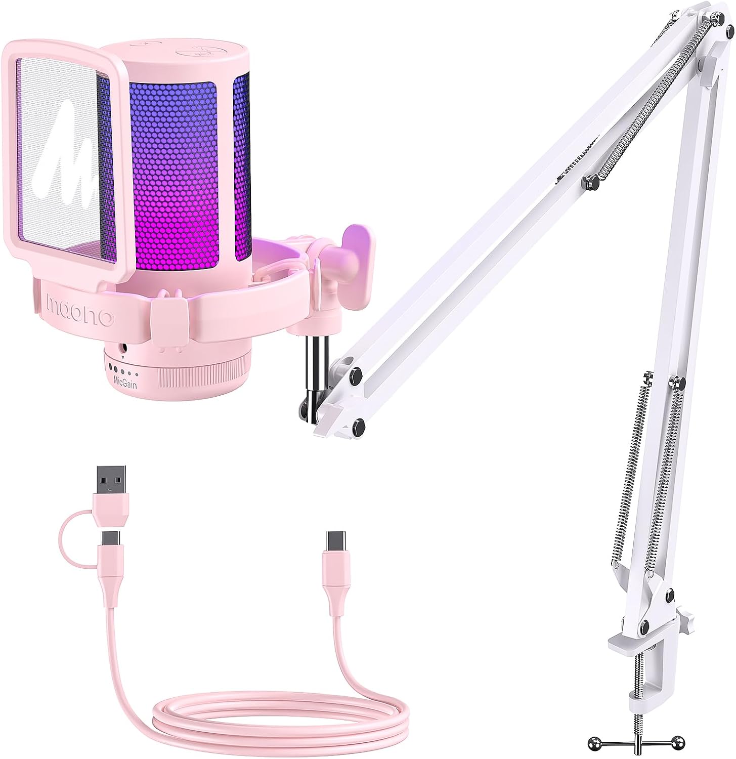 MICRÓFONO USB MAONO DGM20S CON REDUCCIÓN DE RUIDO Y LUCES RGB - 1
