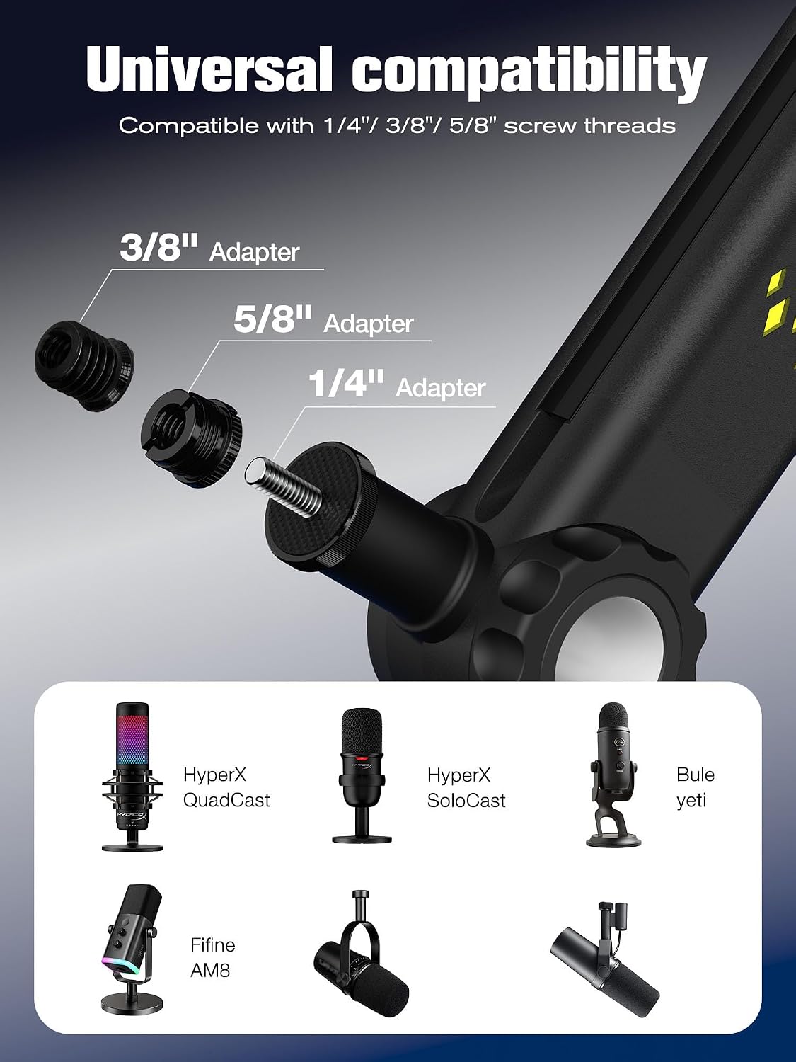 BRAZO PARA MICRÓFONO SUNMON RGB AJUSTABLE CON ILUMINACIÓN RÍTMICA PARA BLUE YETI Y MÁS - 4