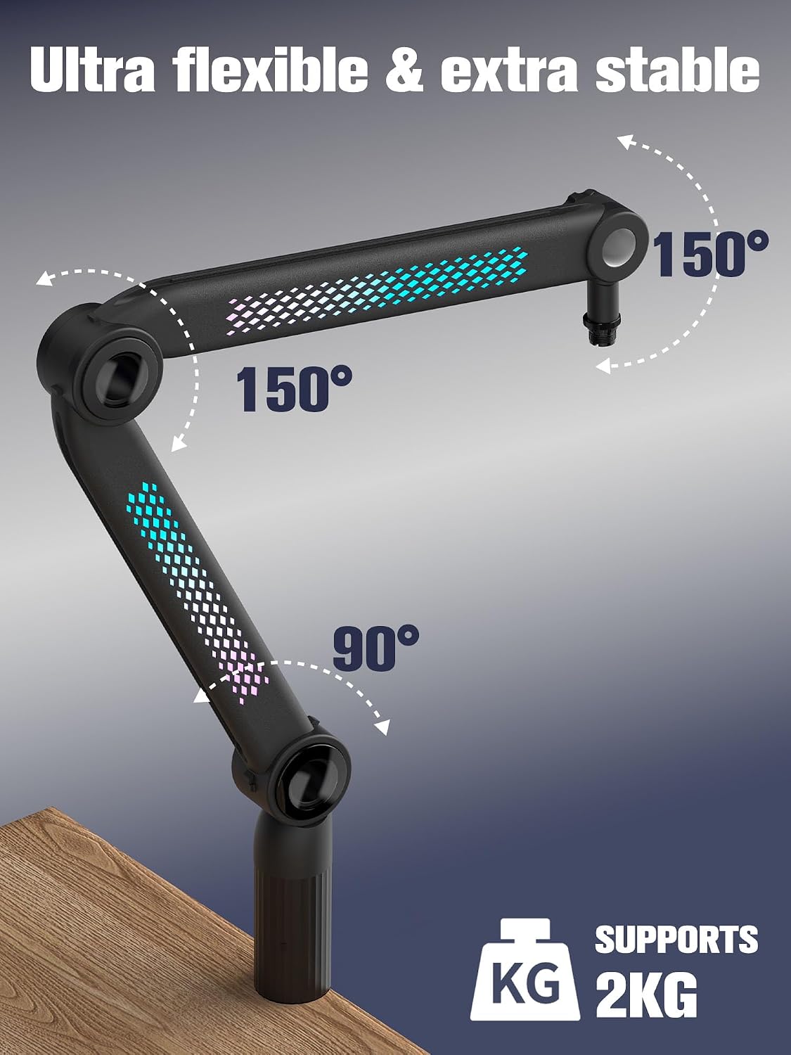 BRAZO PARA MICRÓFONO SUNMON RGB AJUSTABLE CON ILUMINACIÓN RÍTMICA PARA BLUE YETI Y MÁS - 5