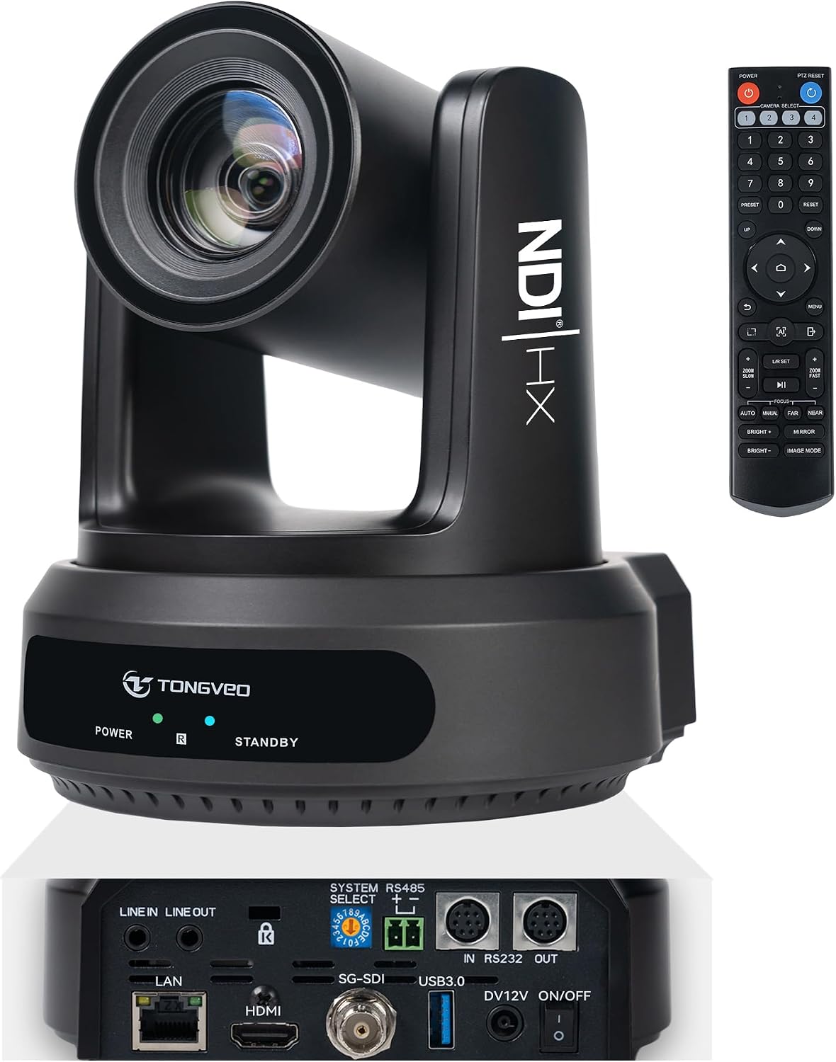 CÁMARA PTZ TONGVEO NDI AI AUTO-TRACKING 30X ZOOM 1080P 60FPS HDMI SDI USB3.0 LAN POE - 1
