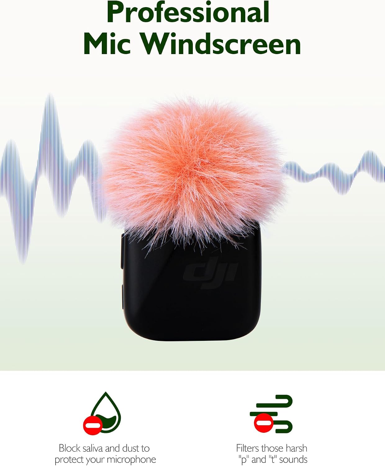 MICRÓFONO WIBOND PARA DJI MIC MINI PROTECTOR ANTIVIENTO PELUDO ROSA 2 UNIDADES - 2