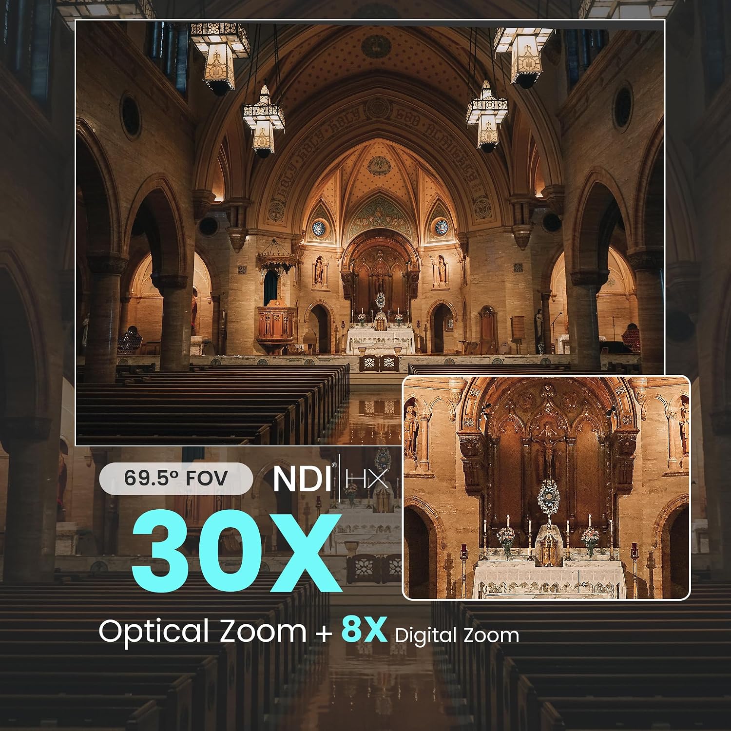 CÁMARA PTZ IUZEE NDI 30X ZOOM ÓPTICO 8X DIGITAL 1080P 60FPS HDMI USB3.0 LAN POE - 3
