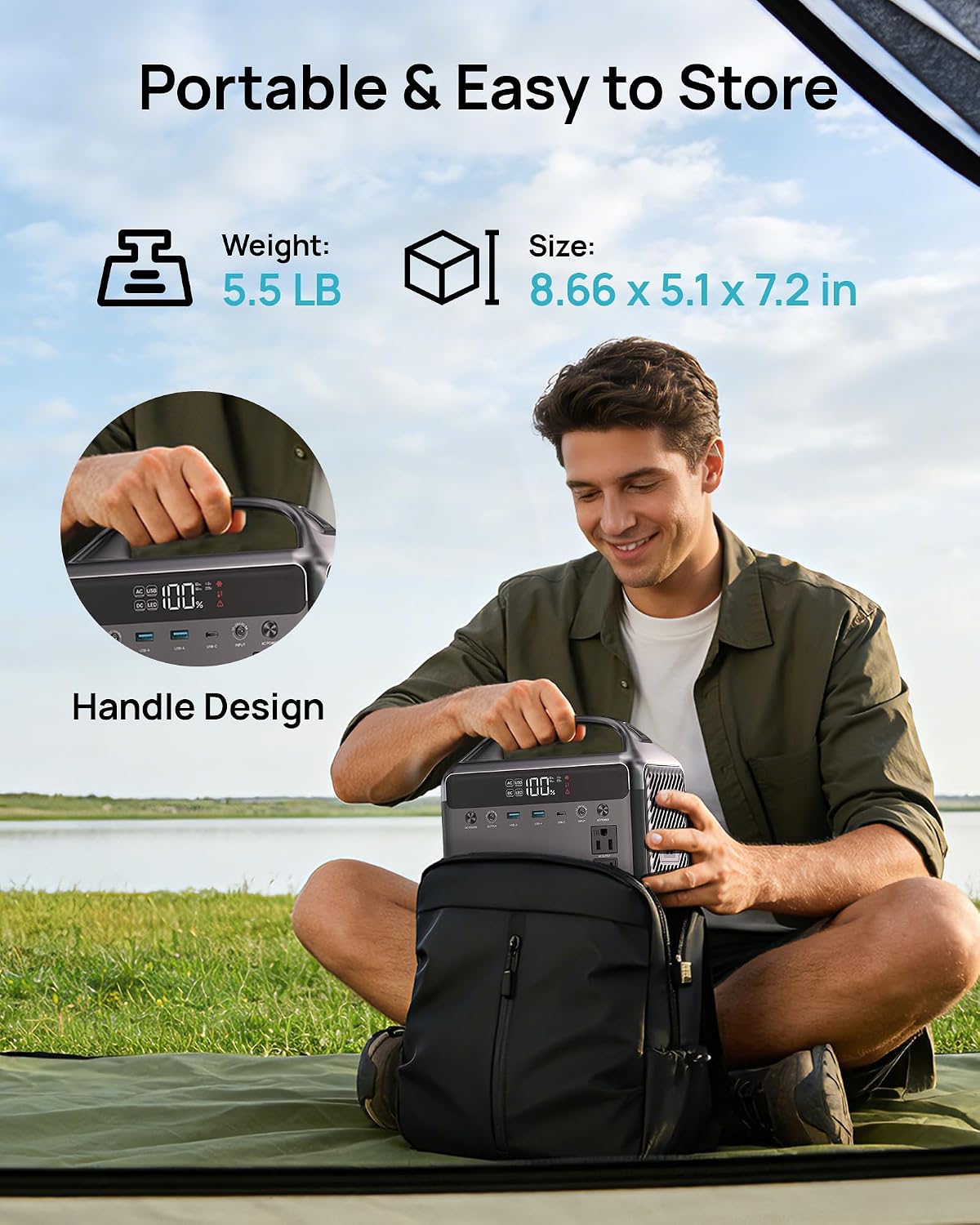 ESTACIÓN DE ENERGÍA PORTÁTIL DARANENER 192WH 300W CON MOCHILA Y 6 PUERTOS - 3