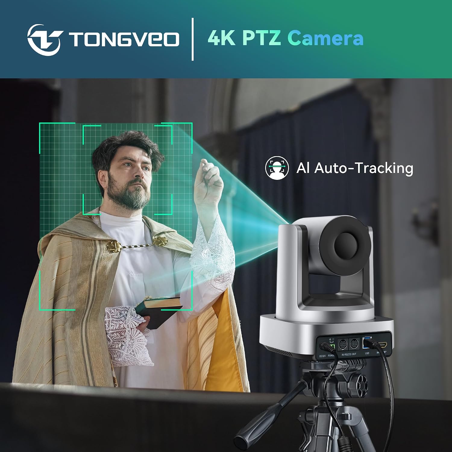 CÁMARA PTZ TONGVEO AI 4K CON ZOOM ÓPTICO 10X HDMI Y USB 3.0 - 2