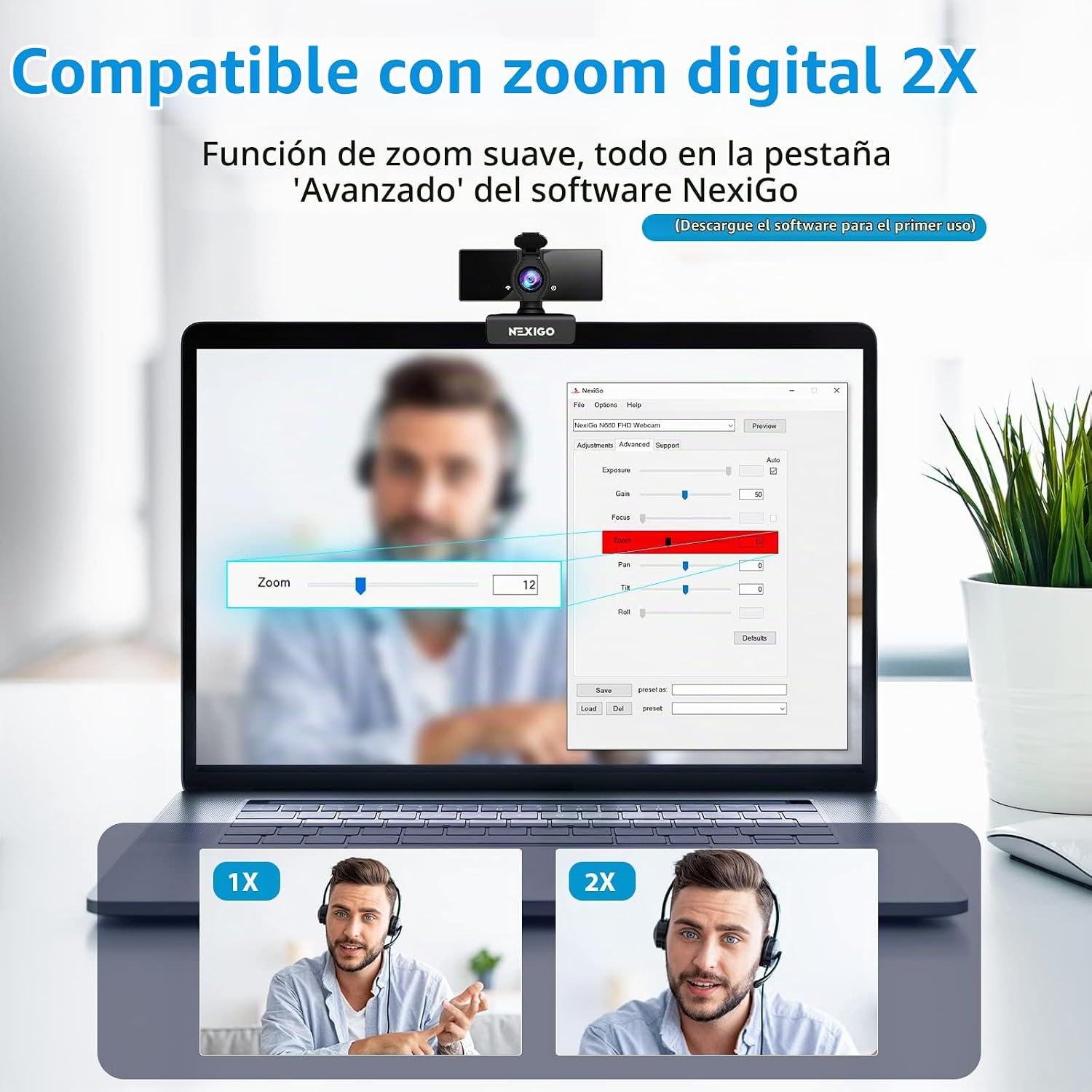 WEBCAM NEXIGO N660 1080P CON MICRÓFONO DUAL Y CUBIERTA DE PRIVACIDAD USB - 2