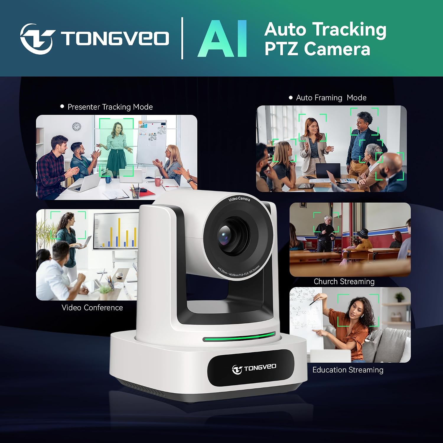 CÁMARA PTZ TONGVEO AI 4K CON ZOOM ÓPTICO 10X HDMI Y USB 3.0 - 2
