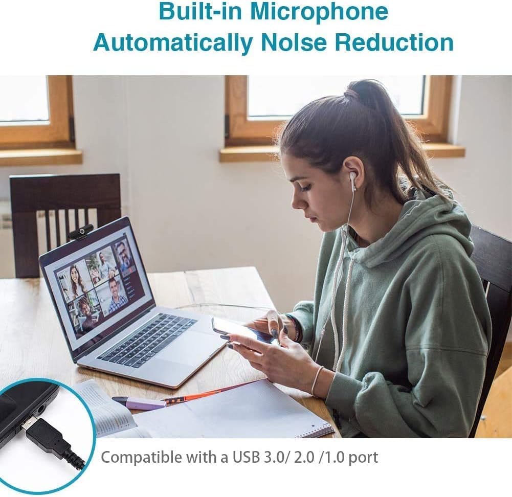 WEBCAM ZIQIAN 4K 8MP CON MICRÓFONO Y MINI TRÍPODE - 2