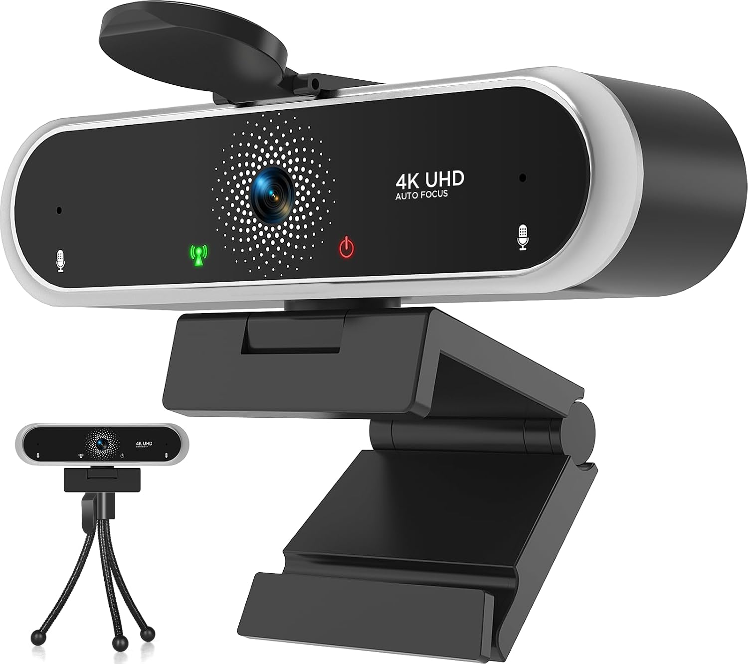 WEBCAM NIVEOLI 4K CON MICRÓFONO Y CUBIERTA DE PRIVACIDAD USB PARA PC Y LAPTOP NEGRA - 1