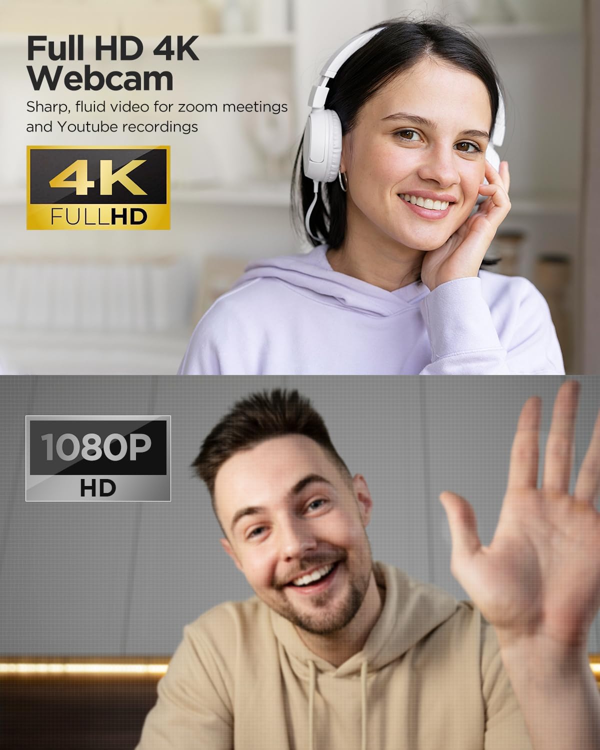 WEBCAM NIVEOLI 4K CON MICRÓFONO Y CUBIERTA DE PRIVACIDAD USB PARA PC Y LAPTOP NEGRA - 3