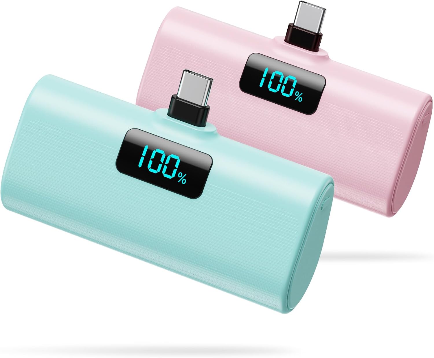BATERÍA EXTERNA HETP 5200MAH USB-C PARA IPHONE 15/16/17 Y ANDROID 2 UNIDADES ROSA Y VERDE - 1