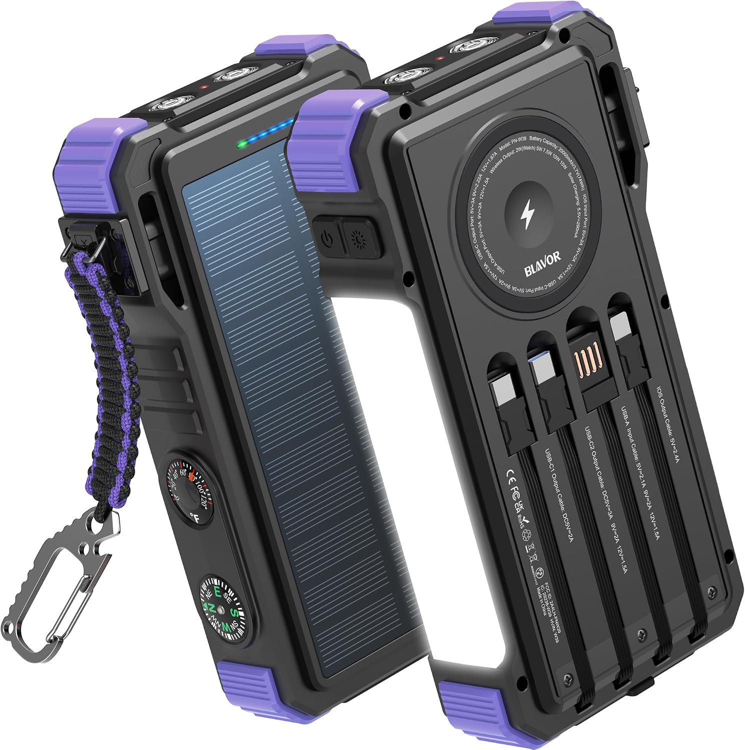 BATERÍA EXTERNA BLAVOR SOLAR POWER BANK 20000MAH CON CARGA INALÁMBRICA PARA TELÉFONOS Y APPLE WATCH - 1