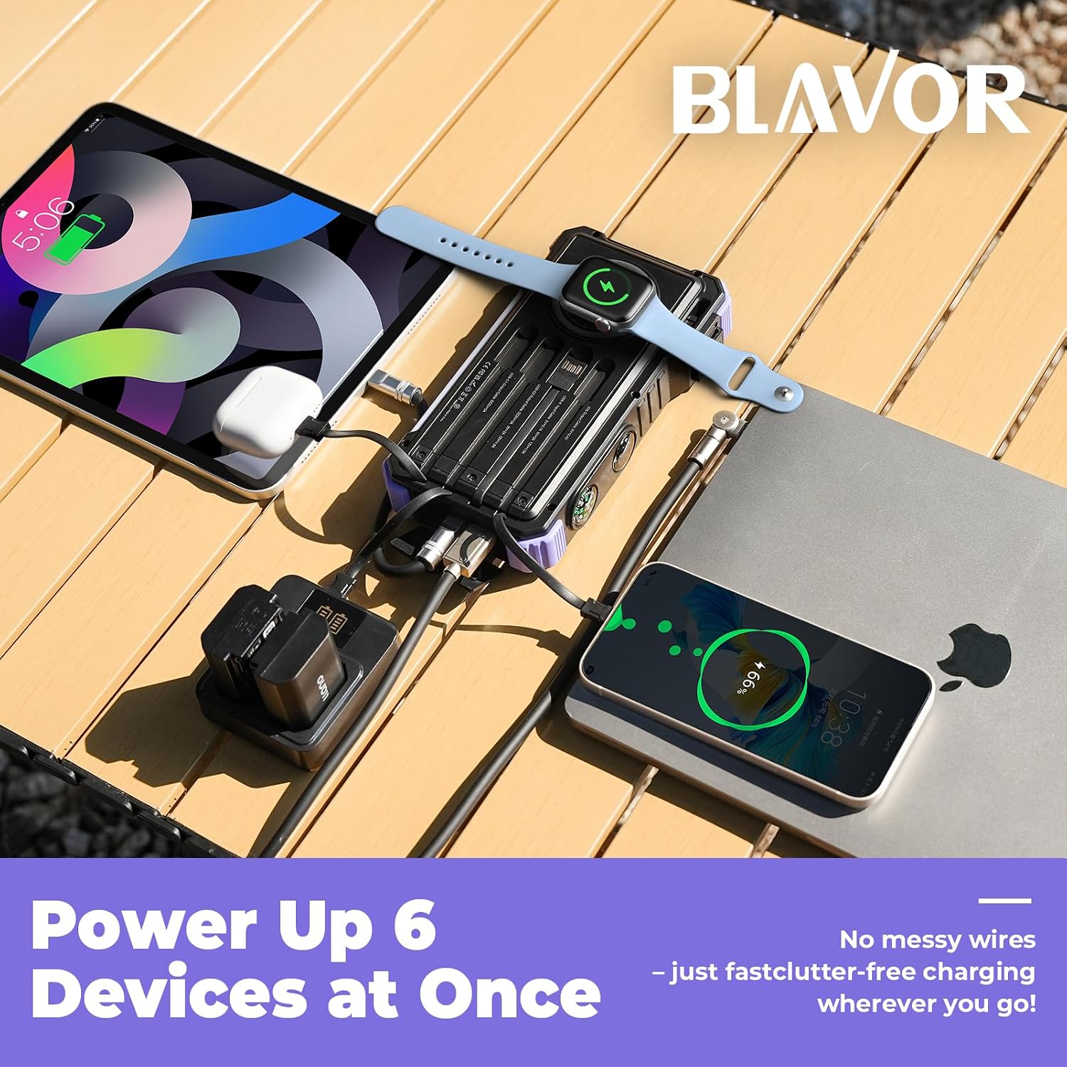 BATERÍA EXTERNA BLAVOR SOLAR POWER BANK 20000MAH CON CARGA INALÁMBRICA PARA TELÉFONOS Y APPLE WATCH - 2
