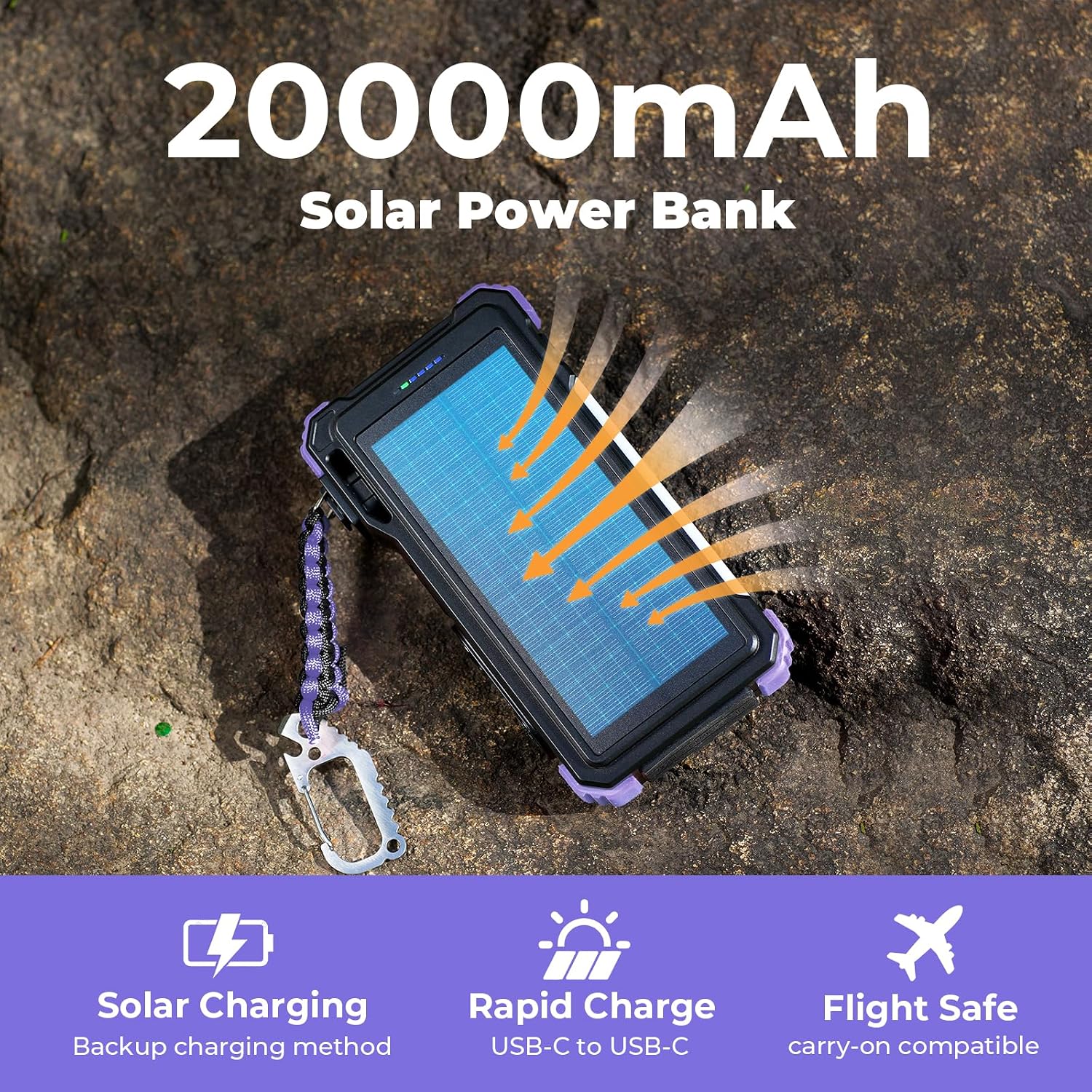 BATERÍA EXTERNA BLAVOR SOLAR POWER BANK 20000MAH CON CARGA INALÁMBRICA PARA TELÉFONOS Y APPLE WATCH - 3