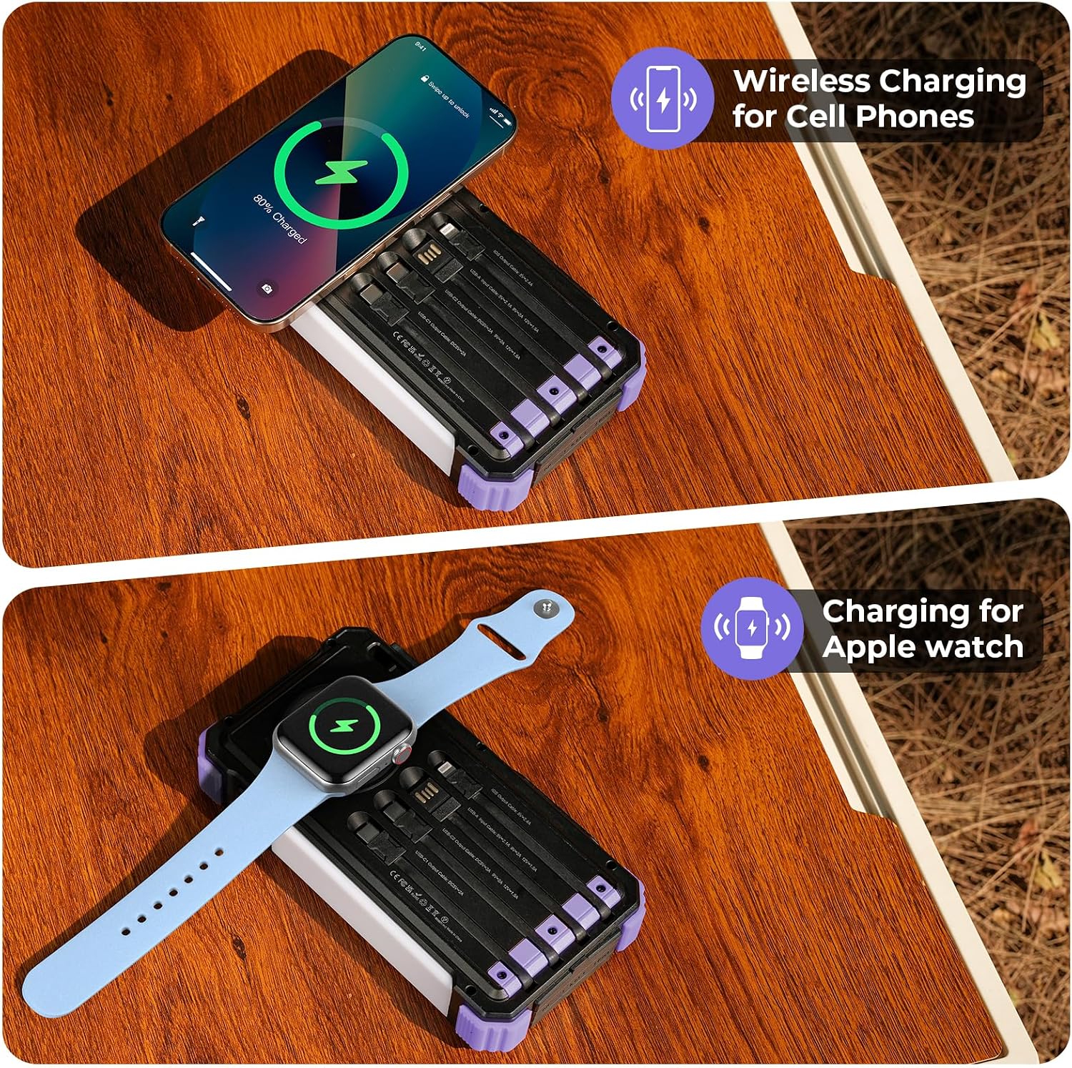 BATERÍA EXTERNA BLAVOR SOLAR POWER BANK 20000MAH CON CARGA INALÁMBRICA PARA TELÉFONOS Y APPLE WATCH - 4