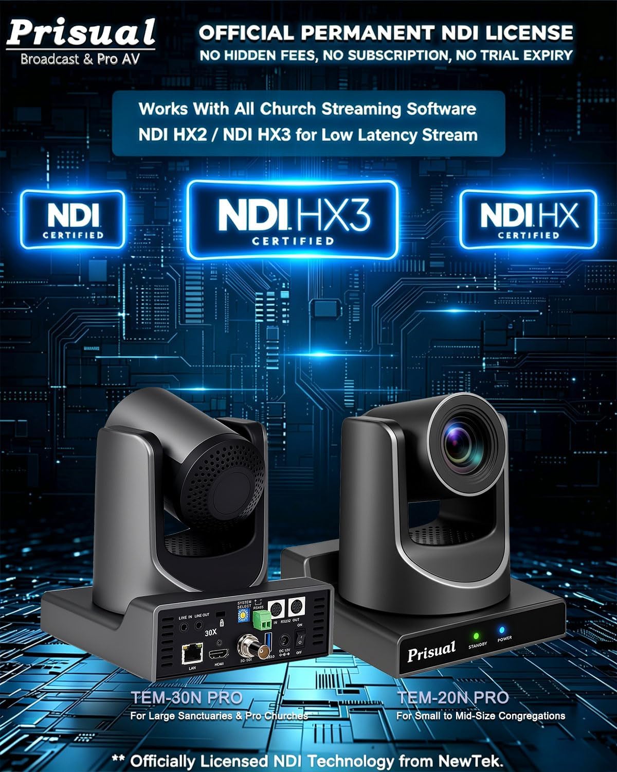 CÁMARA DE VIDEO PRISUAL NDI HX3 PTZ 5TA GEN CON ZOOM ÓPTICO 30X Y AUTO TRACKING AI - 3
