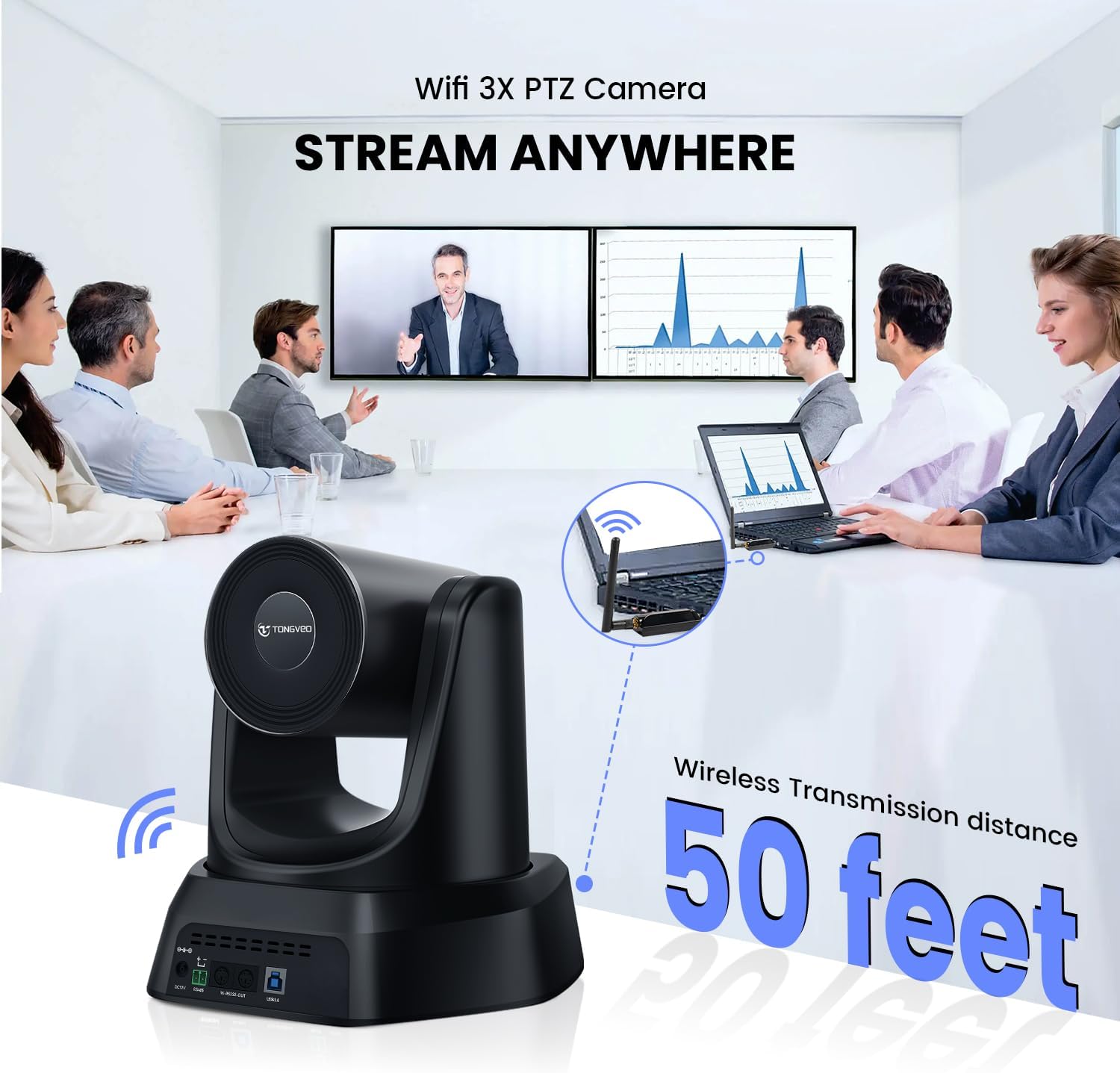 CÁMARA PTZ INALÁMBRICA TONGVEO AI CON AUTO-SEGUIMIENTO 1080P 60FPS ZOOM 3X - 2