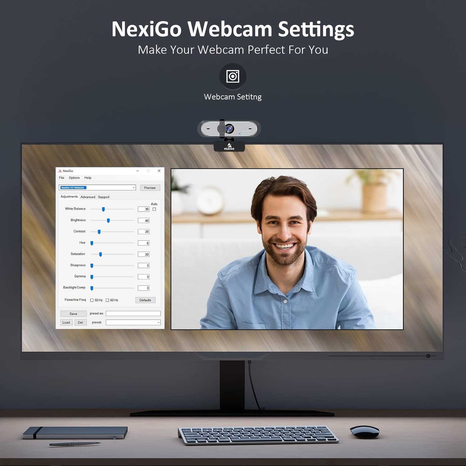 WEBCAM NEXIGO N660P 1080P 60FPS CON MICRÓFONOS DUALES Y CUBIERTA DE PRIVACIDAD - 4