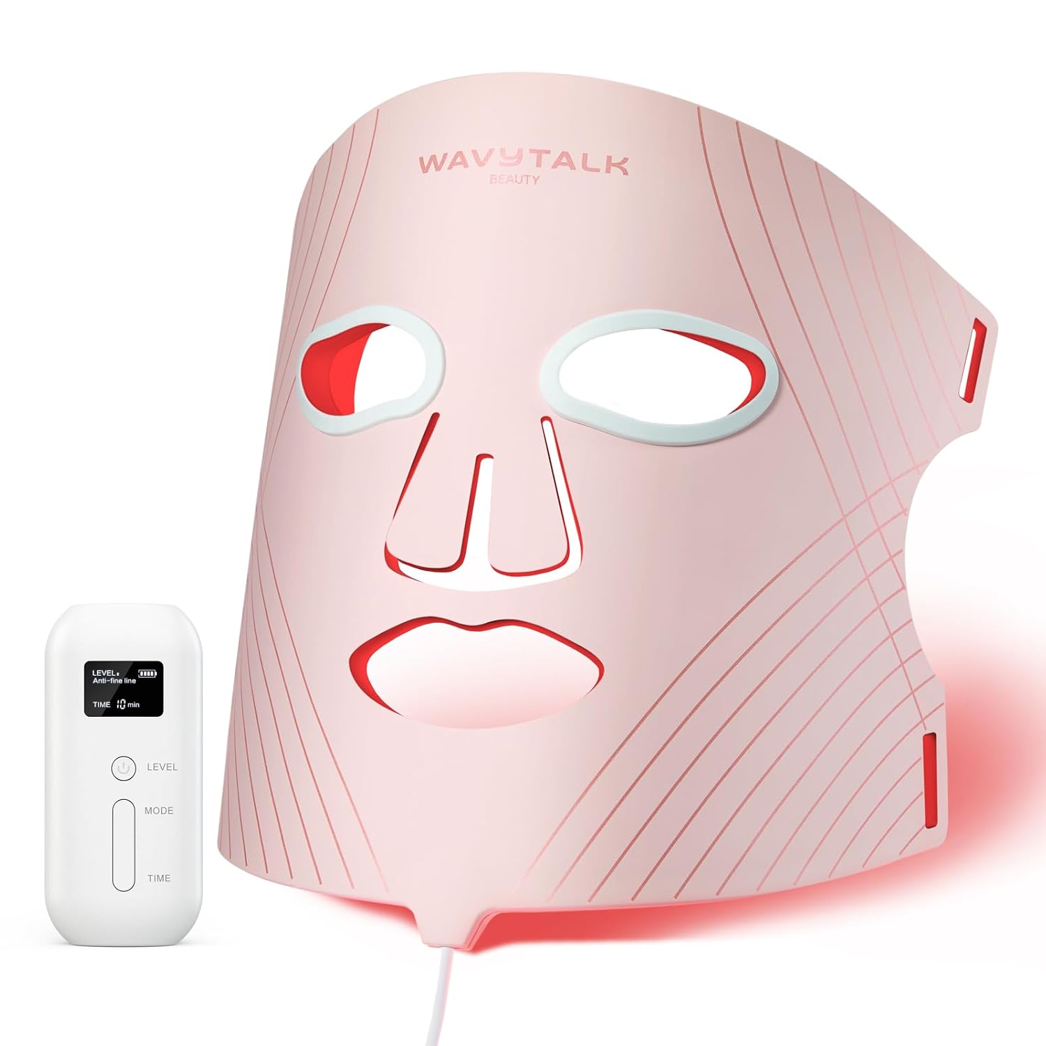MÁSCARA DE TERAPIA DE LUZ ROJA WAVYTALK PARA ROSTRO ROSA - 1