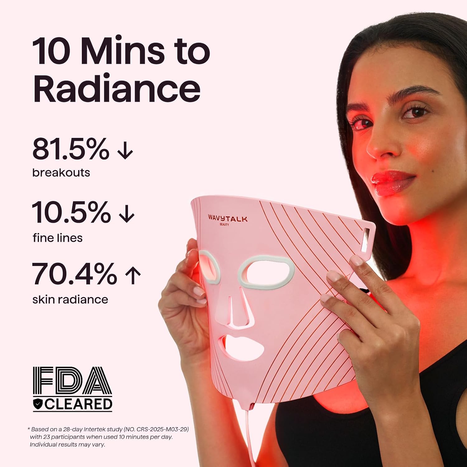 MÁSCARA DE TERAPIA DE LUZ ROJA WAVYTALK PARA ROSTRO ROSA - 2