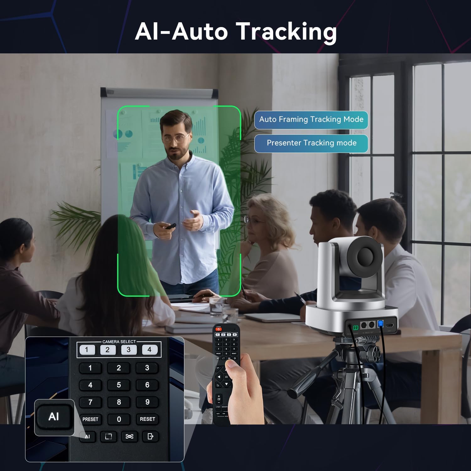 CÁMARA PTZ 4K TONGVEO CON AUTO TRACKING AI Y ZOOM ÓPTICO 3X - 4
