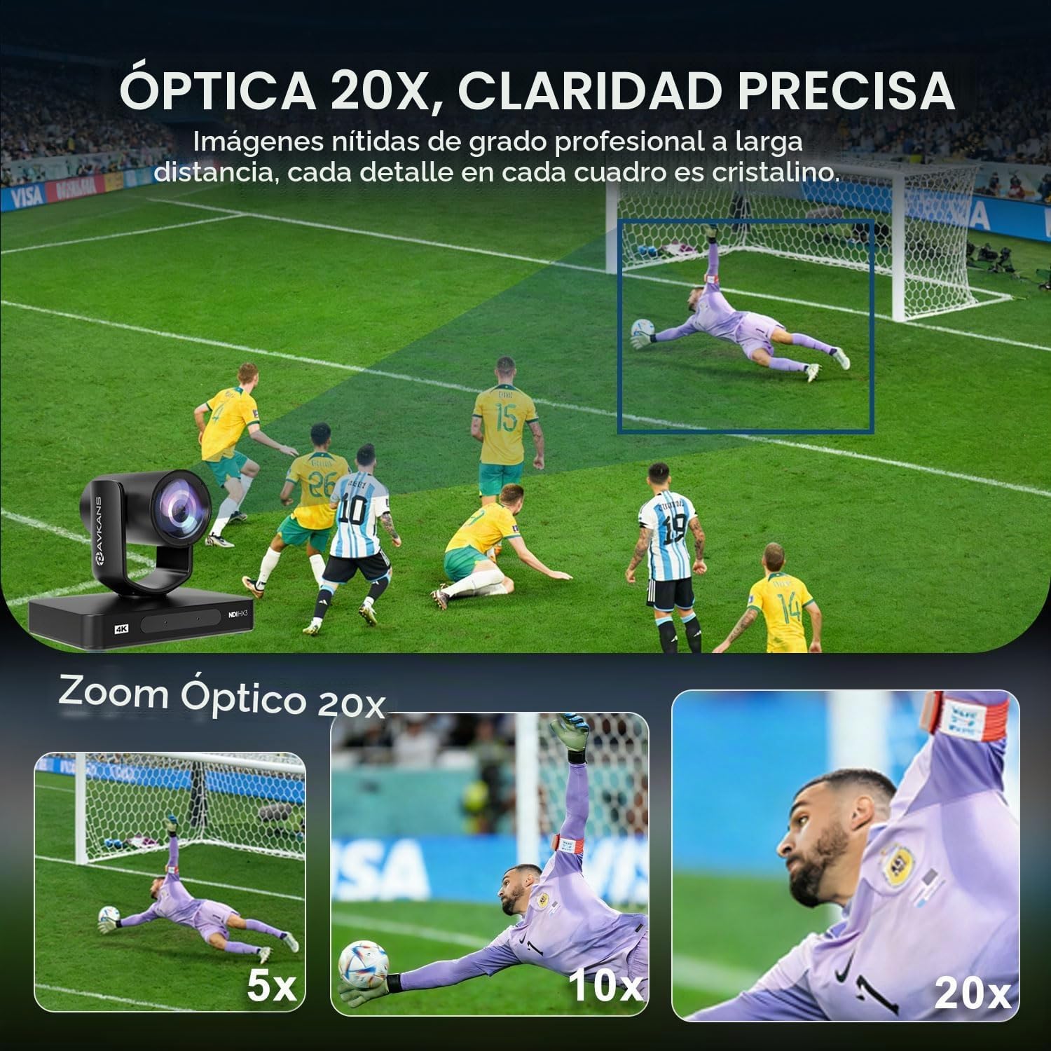 CÁMARA PTZ AVKANS AV4KN-20-B 4K 20X HDMI SDI CON AUTO TRACKING AI Y STREAMING IP POE - 3