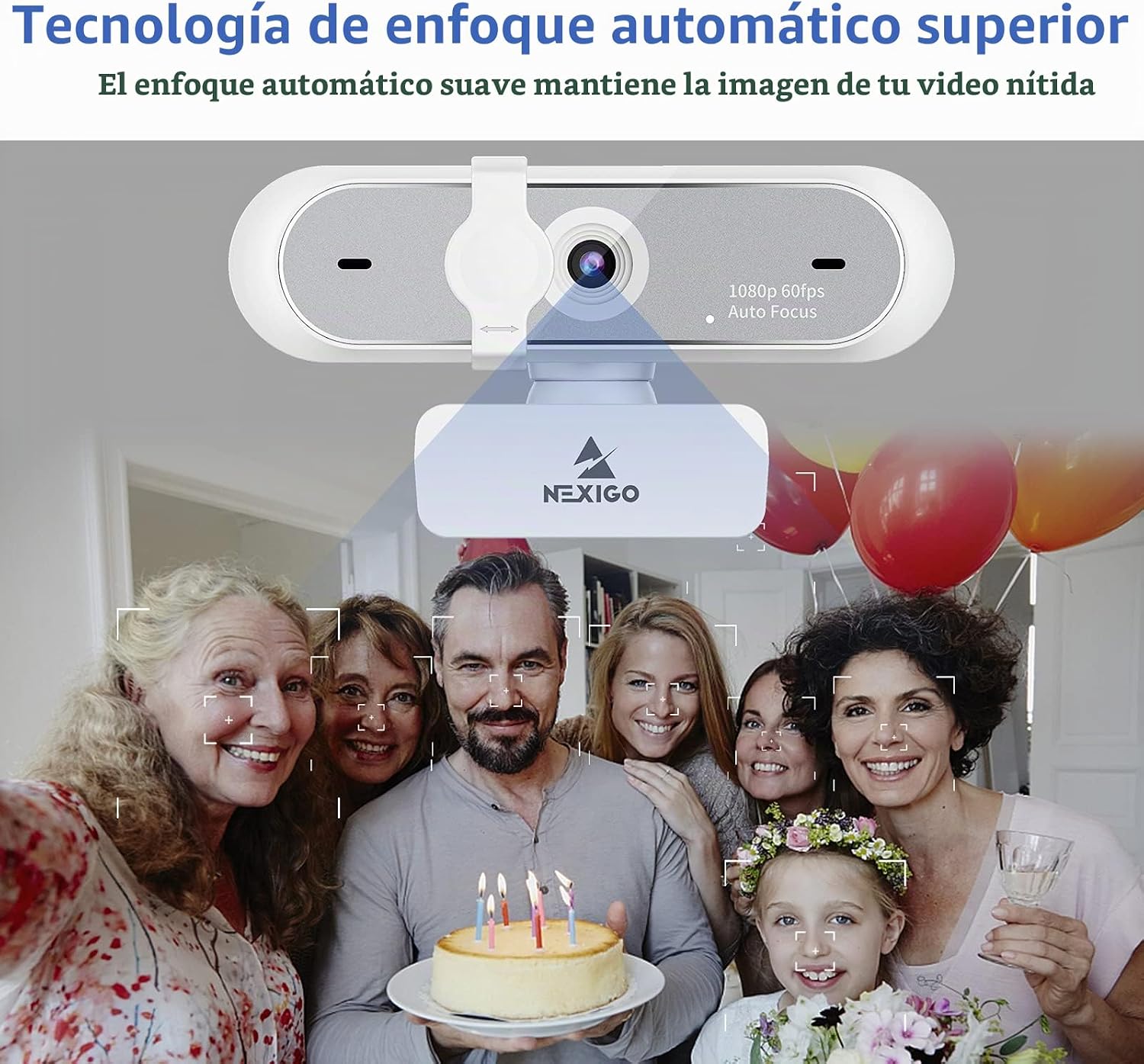 WEBCAM NEXIGO N660P 1080P 60FPS CON MICRÓFONO DUAL Y CUBIERTA DE PRIVACIDAD BLANCA - 4