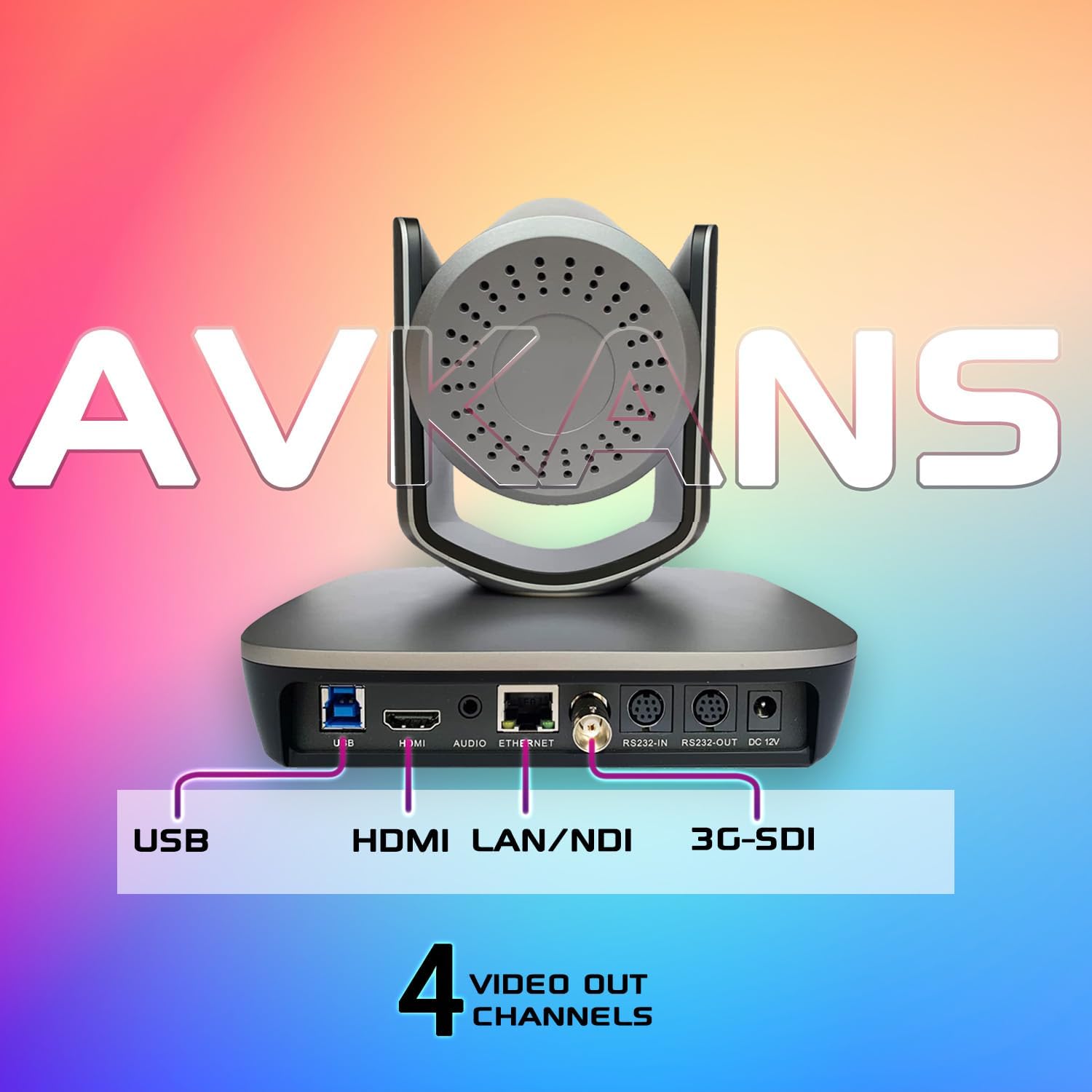 CÁMARA PTZ AVKANS AV-E20-NDI CON ZOOM 20X Y SALIDAS 3G-SDI HDMI USB - 4