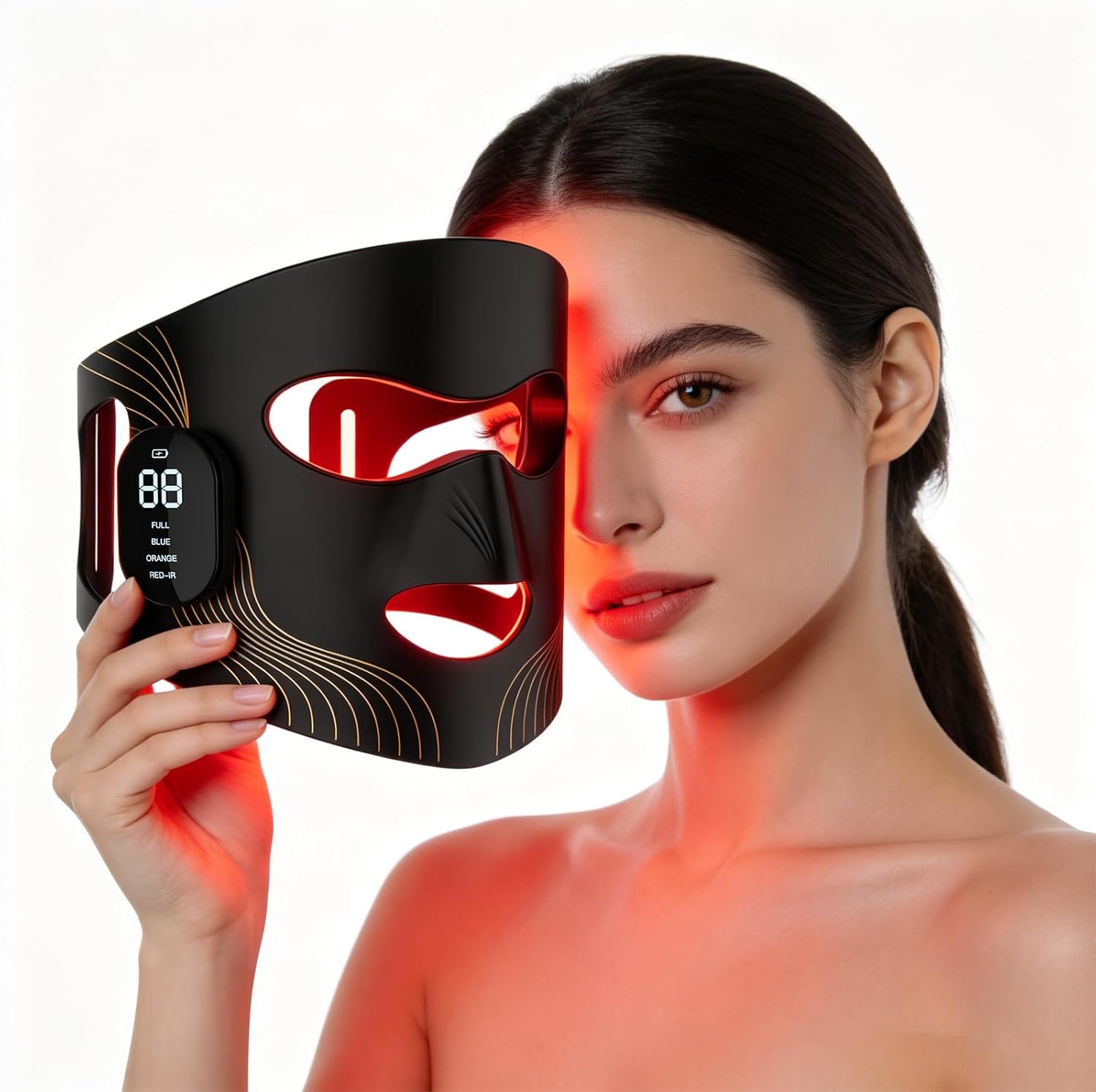 MÁSCARA DE TERAPIA DE LUZ ROJA INALÁMBRICA REALONE 400 LEDS CON INFRARROJO CERCANO 850NM - 1