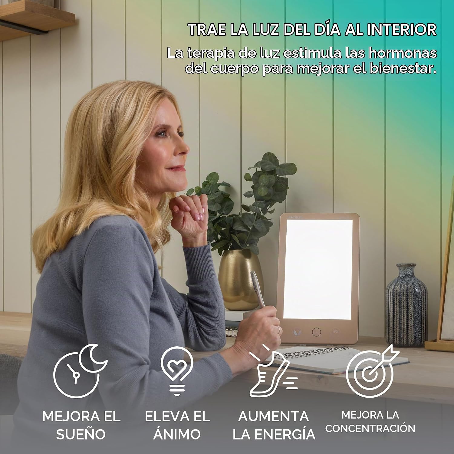 LÁMPARA DE TERAPIA DE LUZ VERILUX HAPPYLIGHT LUXE 10,000 LUX SIN UV - 2