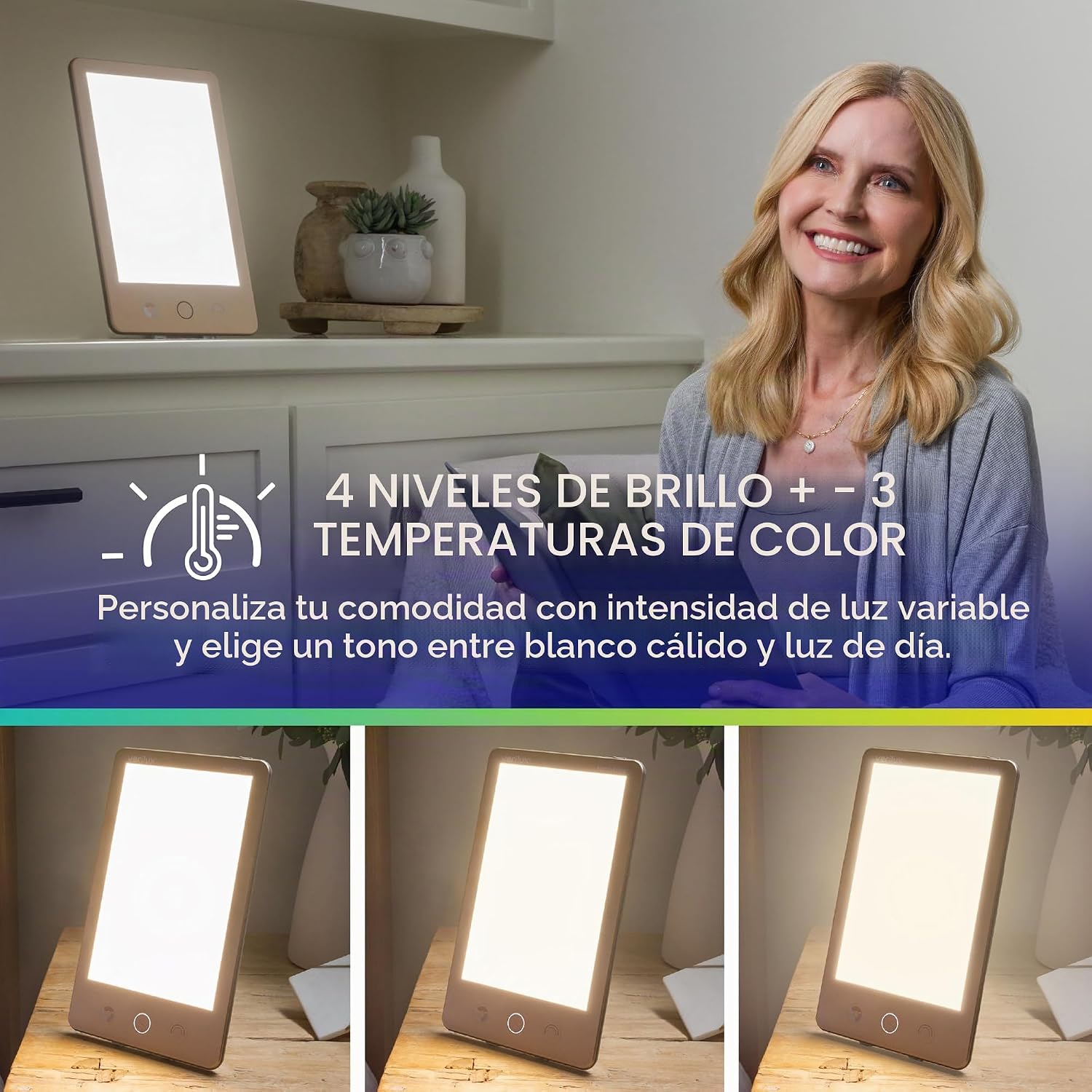 LÁMPARA DE TERAPIA DE LUZ VERILUX HAPPYLIGHT LUXE 10,000 LUX SIN UV - 3