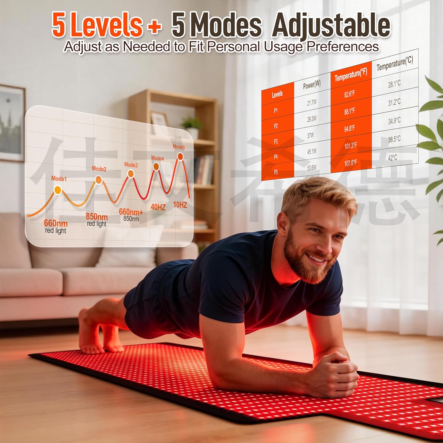 ALMOHADILLA TERAPÉUTICA PERITOUR RED LIGHT THERAPY MAT FULL BODY 2026, 2570 LEDS, 189X85 CM, CUERO SUAVE - 4