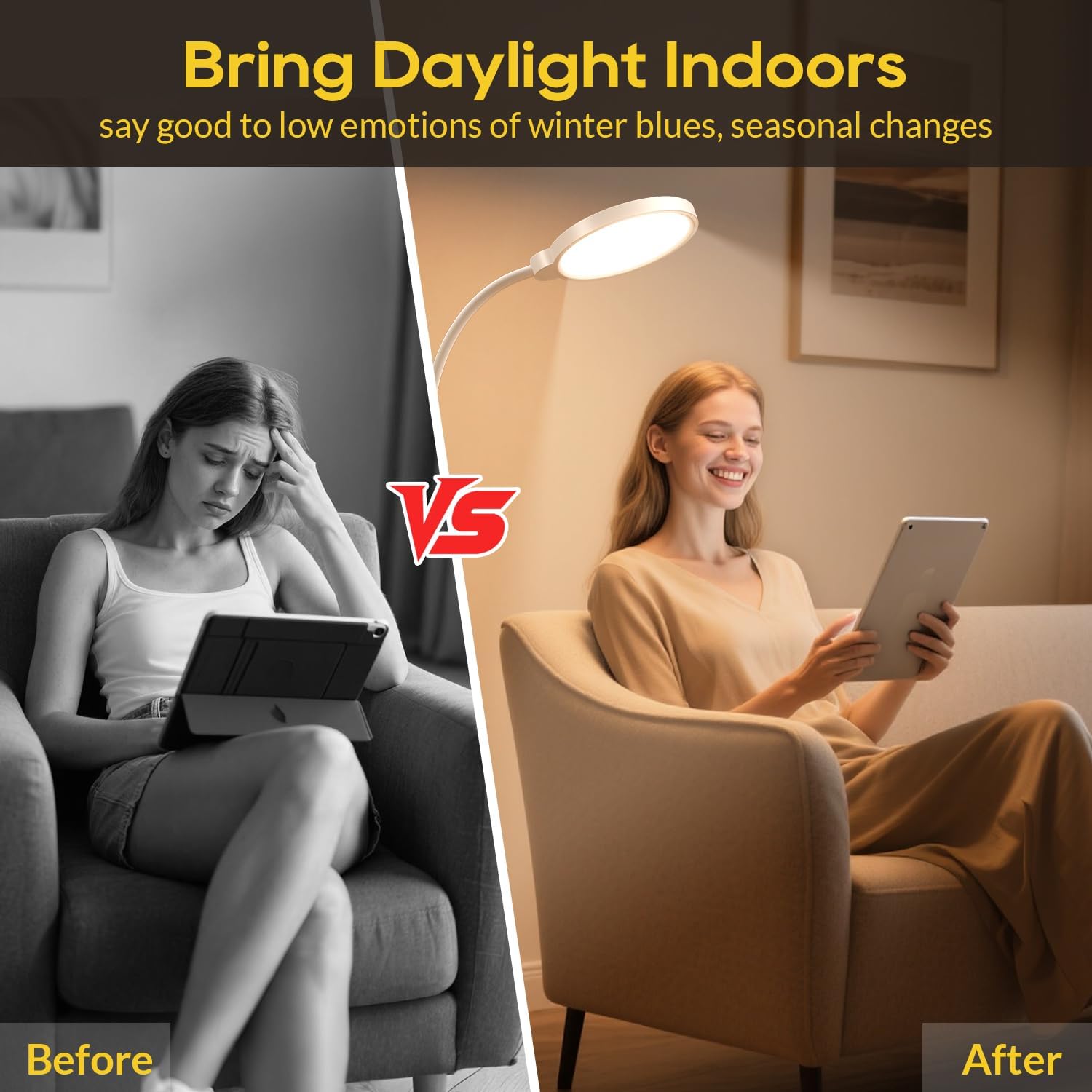 LÁMPARA DE TERAPIA DE LUZ MORFONE 11000 LUX CON CONTROL TÁCTIL Y REMOTO - 4