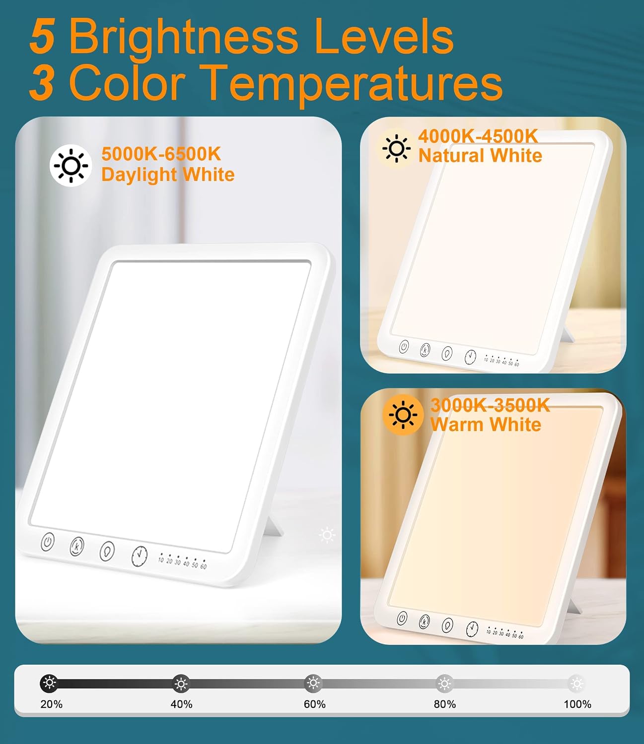 LÁMPARA DE TERAPIA DE LUZ SOTIPEVS 15000 LUX SIN UV CON 3 TEMPERATURAS DE COLOR Y 6 TEMPORIZADORES - 2