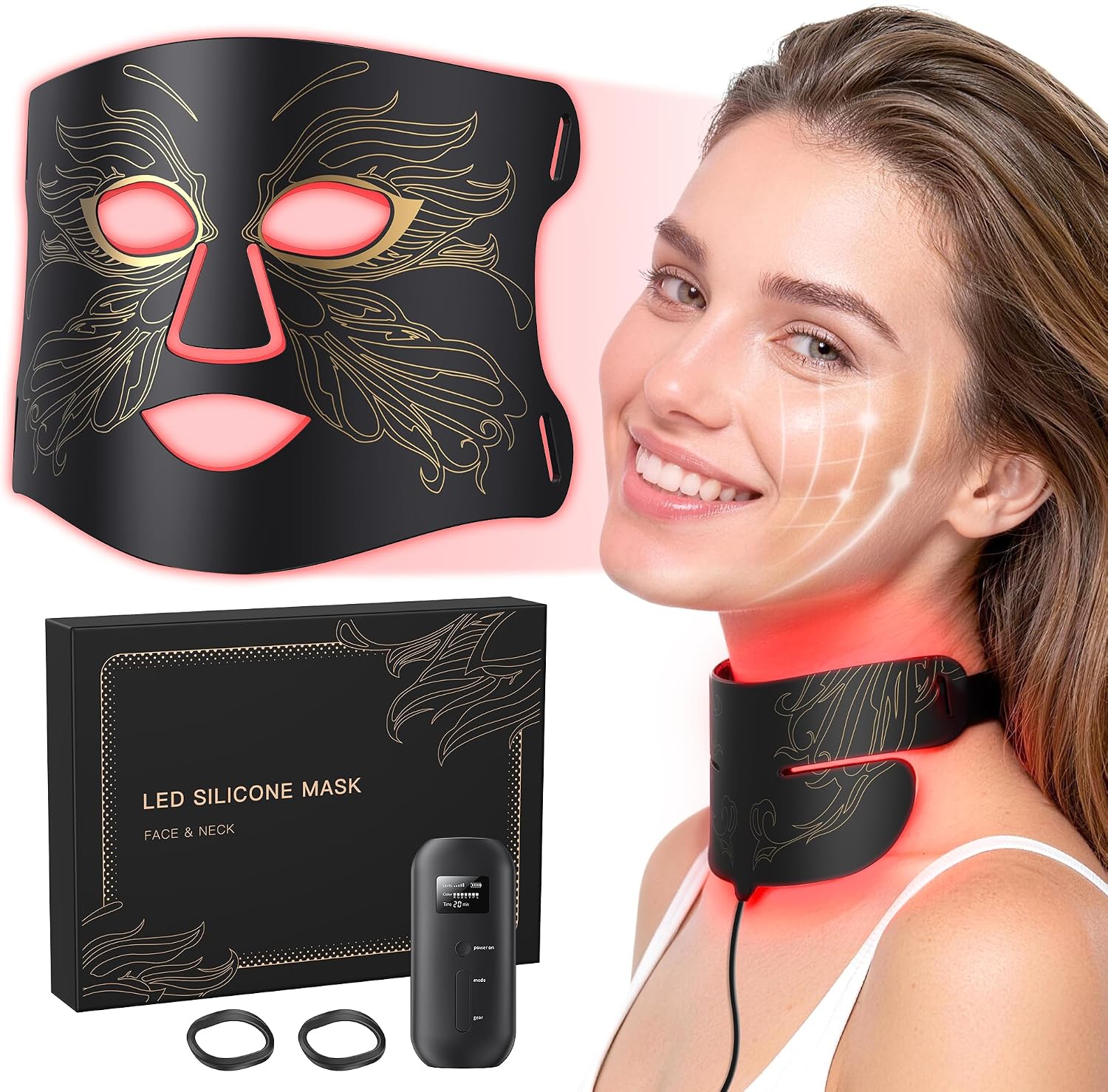 ALMOHADILLA TERAPÉUTICA AURPHANY CON TERAPIA DE LUZ ROJA PARA ROSTRO Y CUELLO 850NM - 1