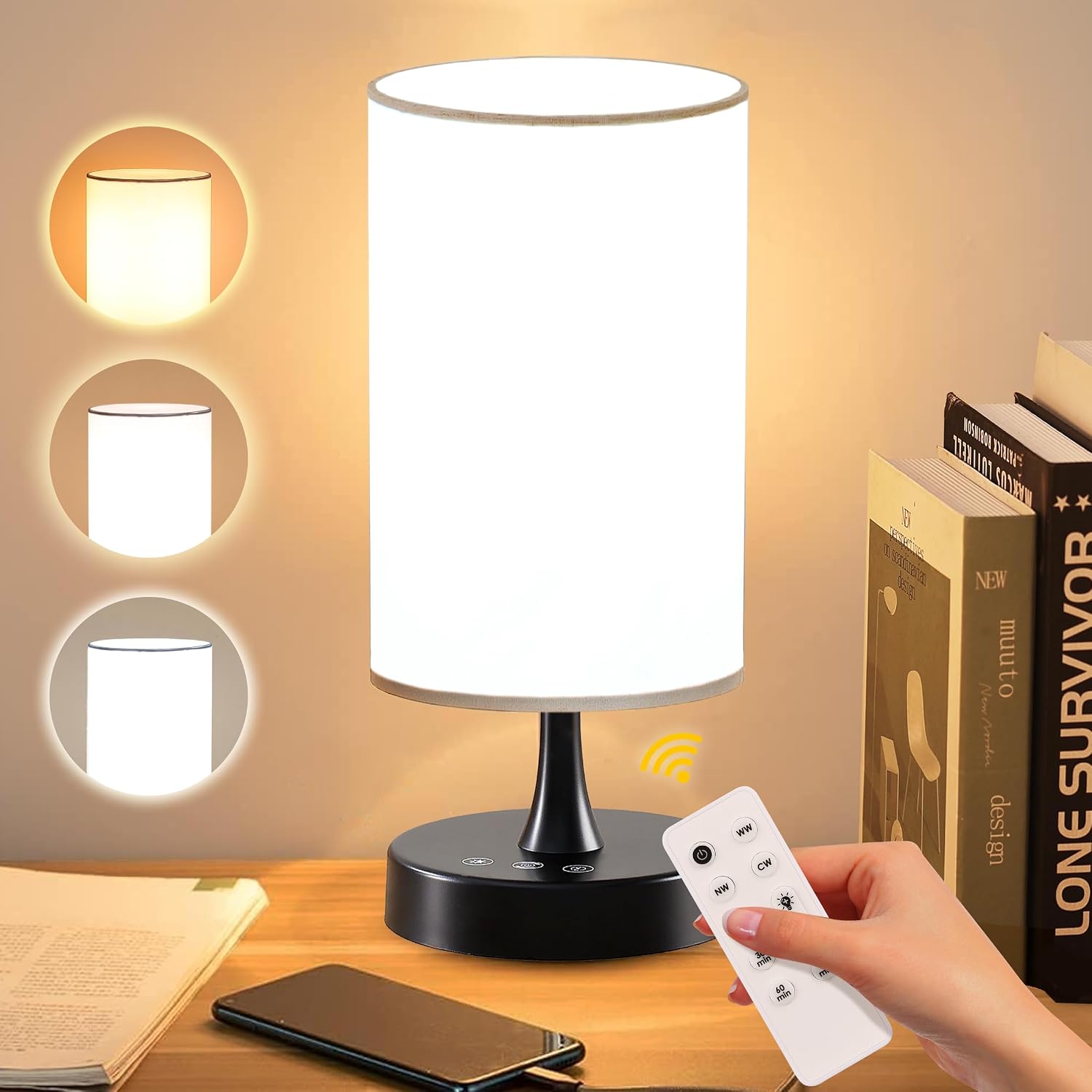 LÁMPARA DE TERAPIA DE LUZ CAROMOLLY 10000 LUX CON CONTROL REMOTO BASE NEGRA PANTALLA BLANCA - 1