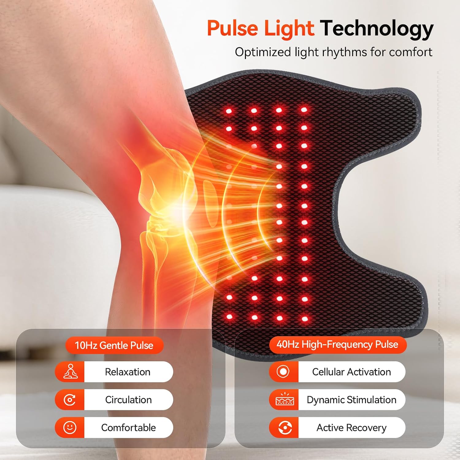ALMOHADILLA TERAPÉUTICA RICIAL PARA RODILLA CON LUZ ROJA 660NM Y 850NM, VIBRACIÓN Y CALOR, BATERÍA 5000MAH - 3