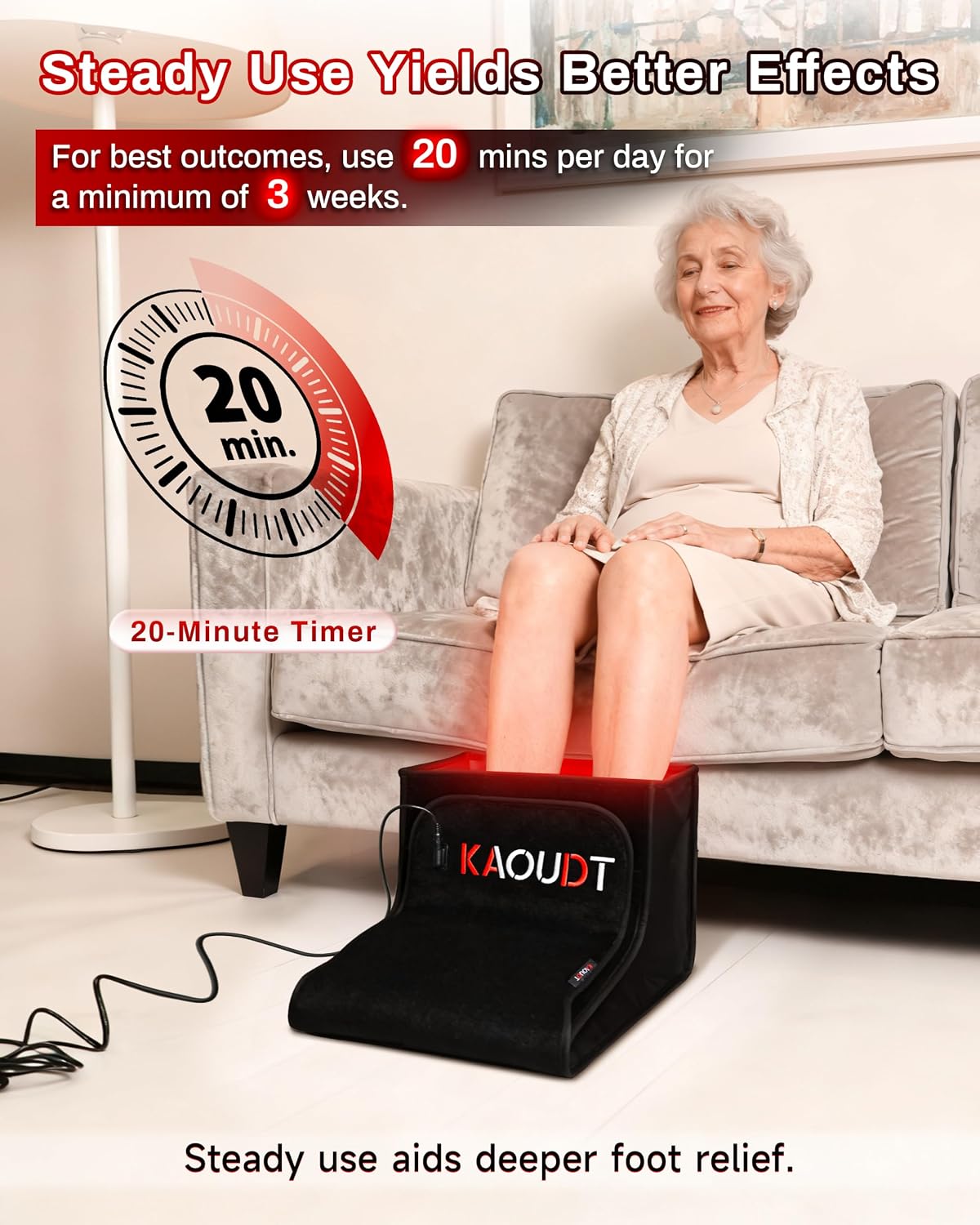 ALMOHADILLA TERAPÉUTICA KAOUDT PARA NEUROPATÍA EN PIES CON LUZ ROJA MÉDICA NEGRA - 5