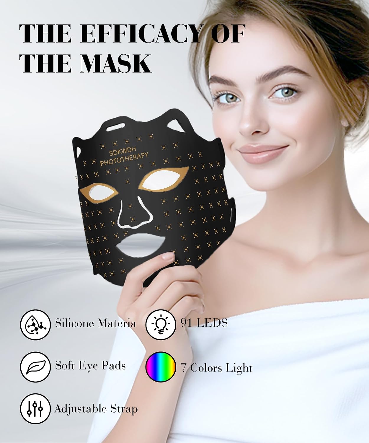 ALMOHADA TERAPÉUTICA SDKWDH MÁSCARA DE TERAPIA DE LUZ ROJA 850NM NIR PARA ROSTRO - 2