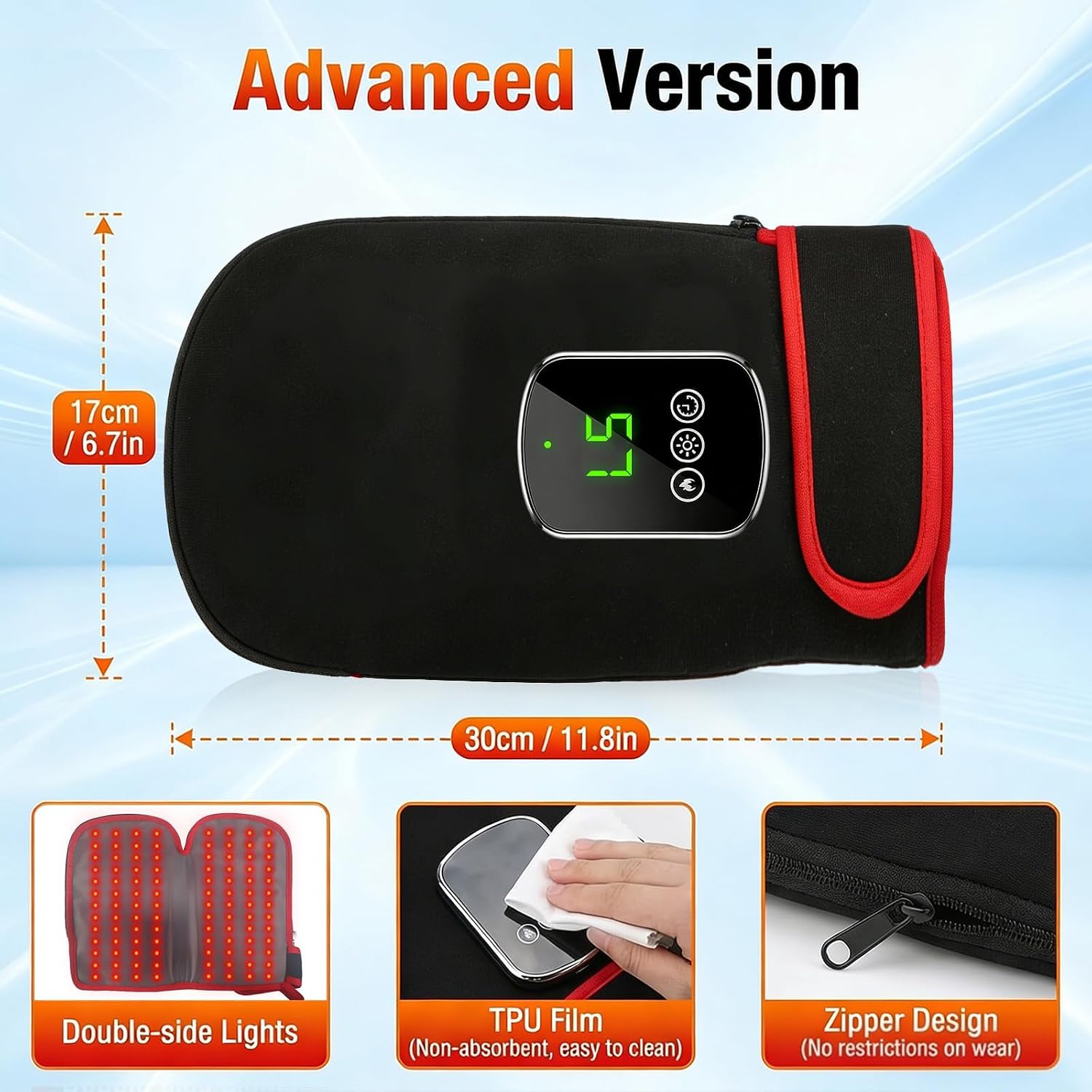 GUANTE DE TERAPIA DE LUZ ROJA BEYONDARKIE PARA ALIVIO DE DOLOR EN MANO, DEDOS Y MUÑECA, NEGRO - 4