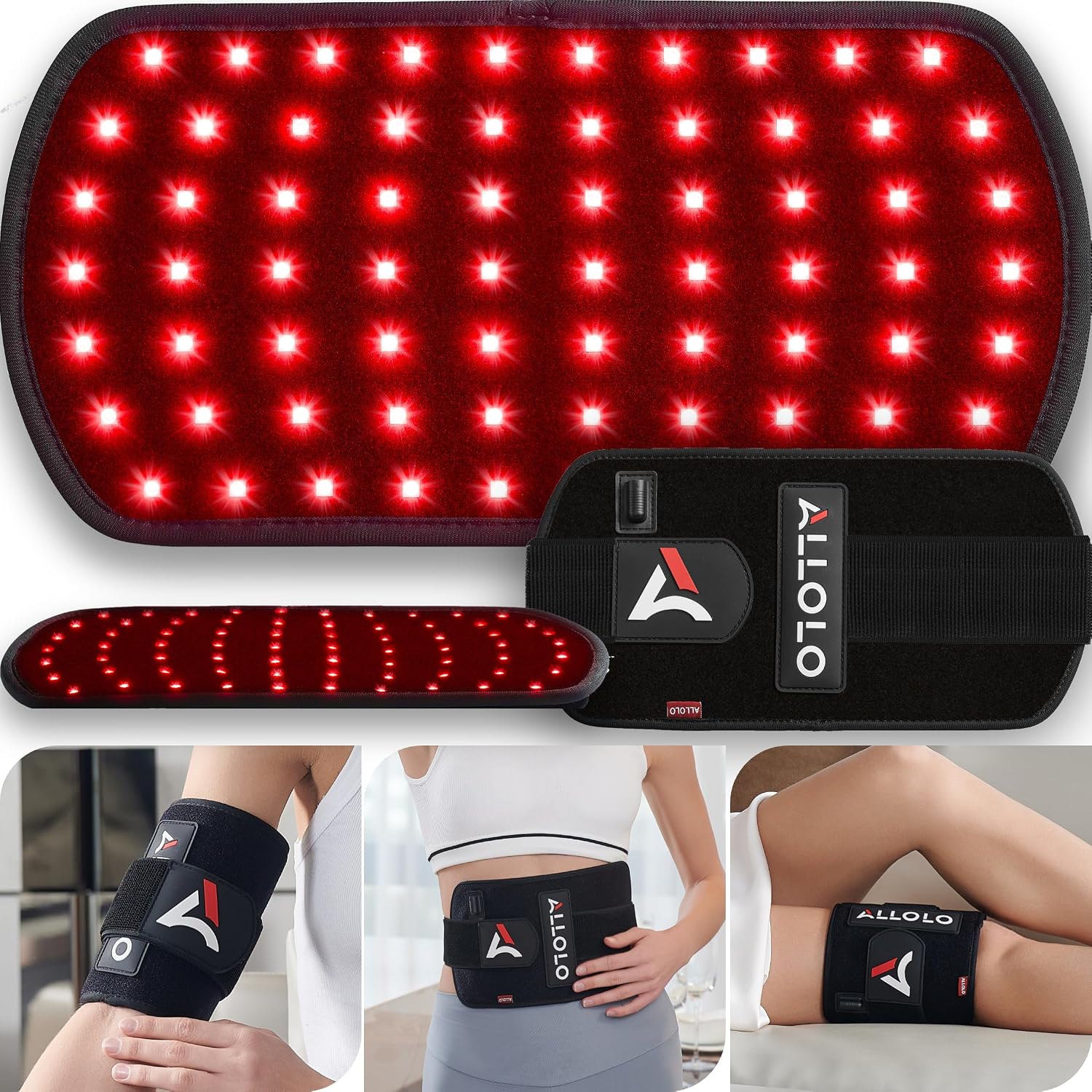 ALMOHADILLA TERAPÉUTICA ALLOLO CINTURÓN DE LUZ ROJA 3 EN 1 12.6X6.3 PULGADAS - 1