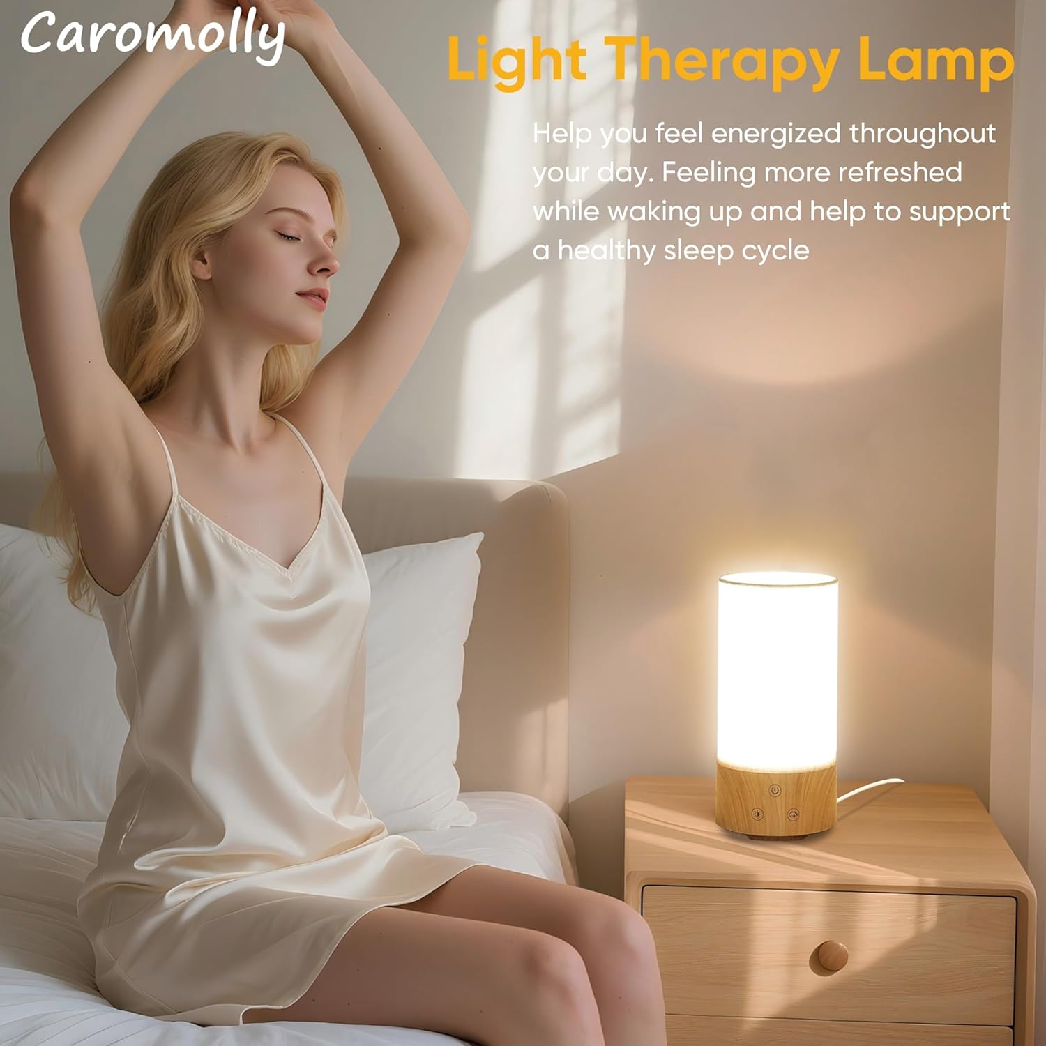 LÁMPARA DE TERAPIA DE LUZ CAROMOLLY HAPPY LAMP 10,000 LUX CON 3 TEMPERATURAS DE COLOR Y 5 NIVELES DE BRILLO - 2