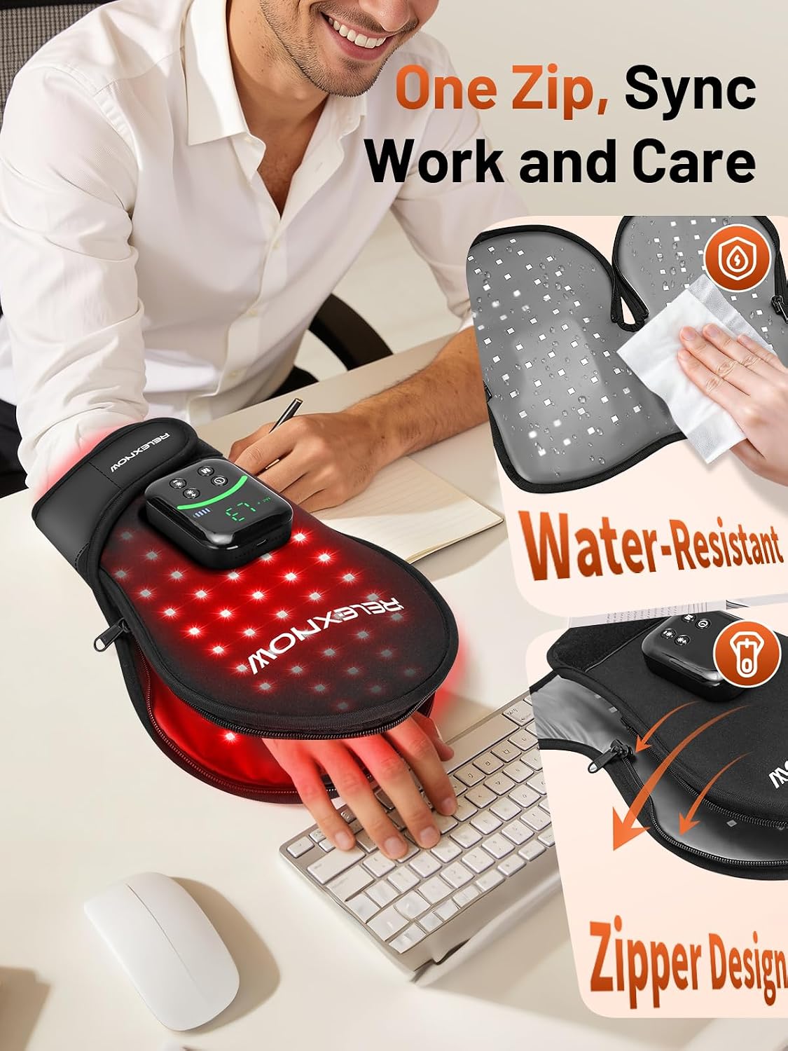 GUANTE DE TERAPIA DE LUZ ROJA RELEXNOW 112 LEDS 5000MAH 5 MODOS - 5