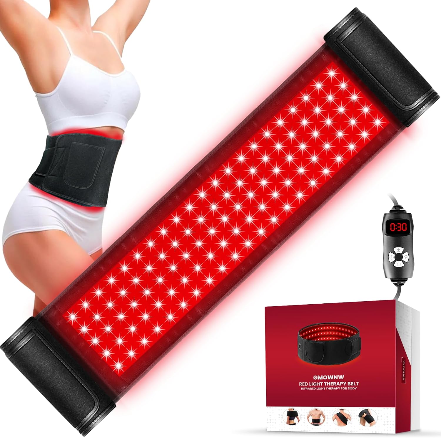 ALMOHADILLA TERAPÉUTICA GMOWNW CINTURÓN DE TERAPIA DE LUZ ROJA E INFRARROJA PARA CUERPO - 1
