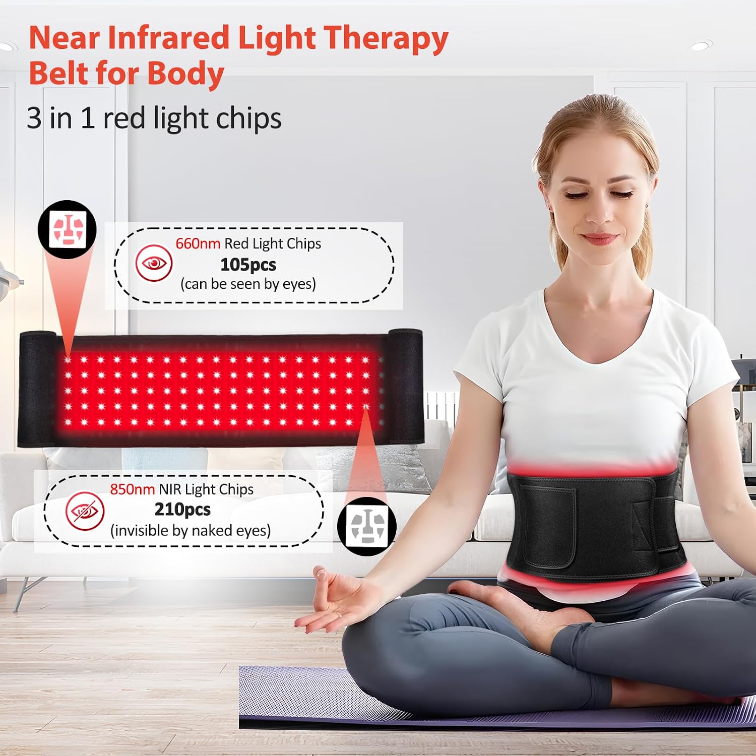 ALMOHADILLA TERAPÉUTICA GMOWNW CINTURÓN DE TERAPIA DE LUZ ROJA E INFRARROJA PARA CUERPO - 2