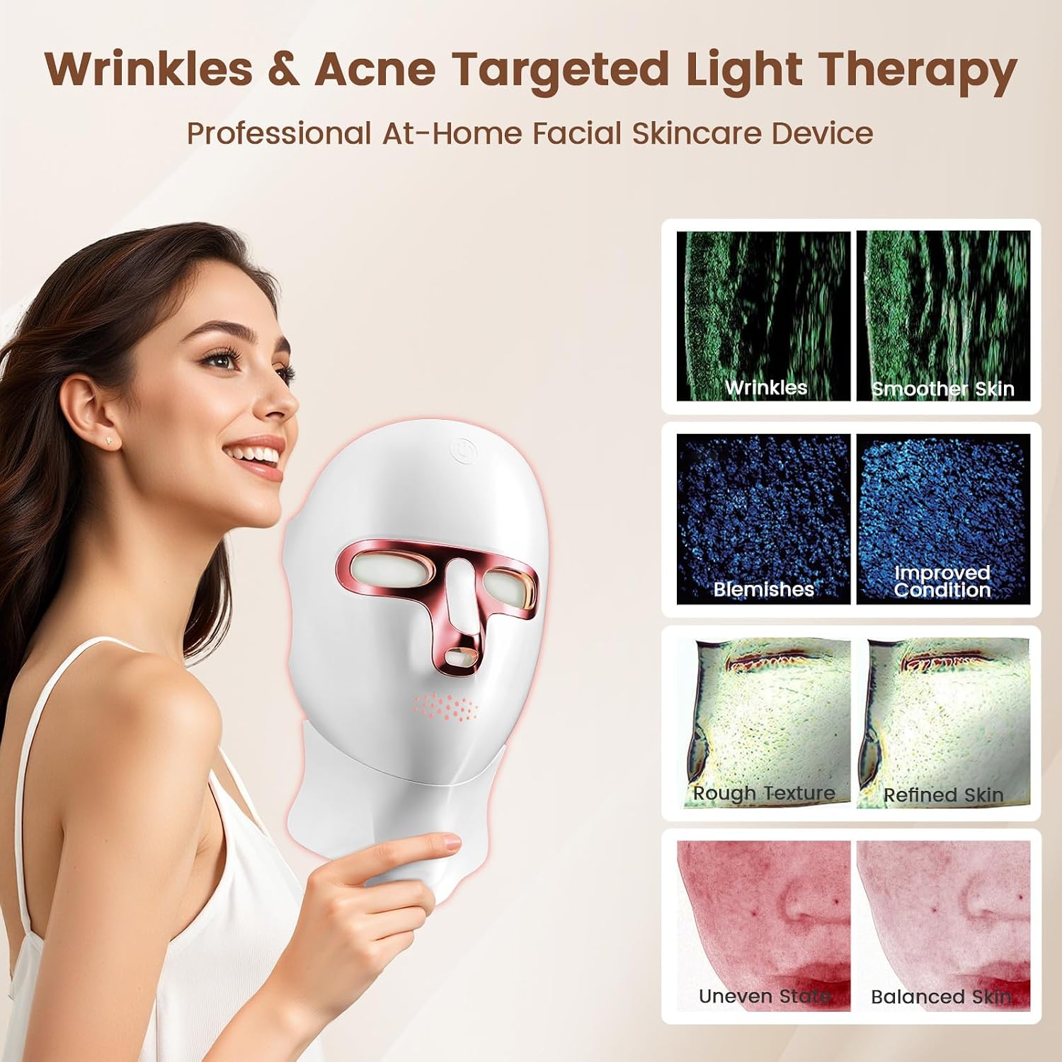 ALMOHADA TERAPÉUTICA TINKOOLA MÁSCARA FACIAL LED DE TERAPIA DE LUZ ROJA INFRARROJA - 3