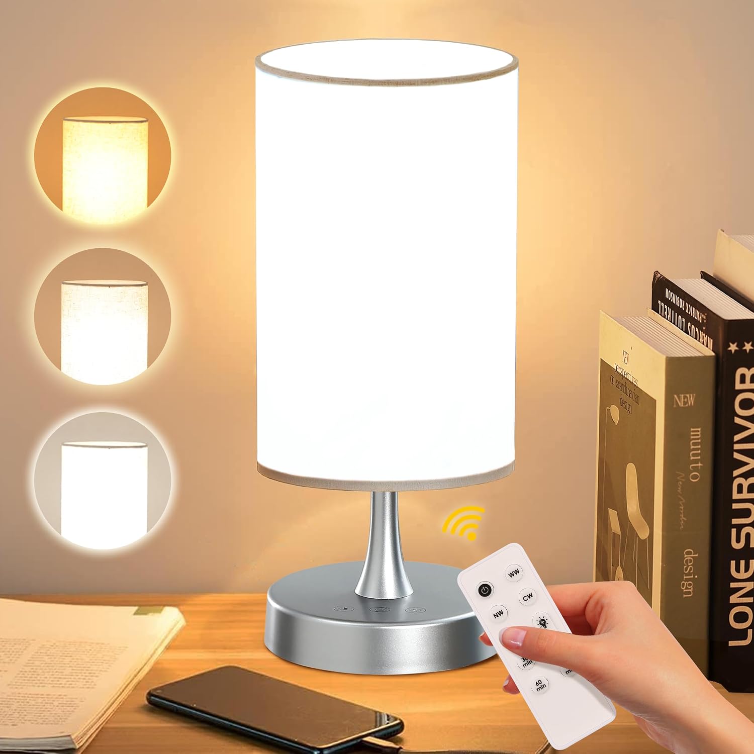 LÁMPARA DE TERAPIA DE LUZ CAROMOLLY 10000 LUX CON CONTROL REMOTO BASE PLATEADA PANTALLA BLANCA - 1