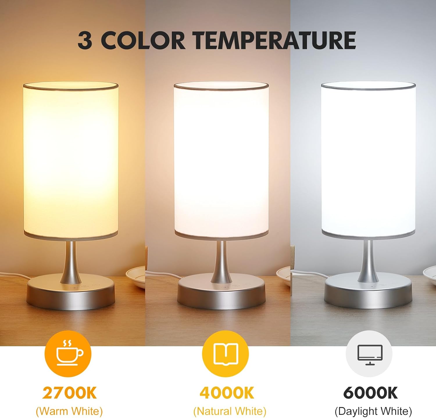 LÁMPARA DE TERAPIA DE LUZ CAROMOLLY 10000 LUX CON CONTROL REMOTO BASE PLATEADA PANTALLA BLANCA - 4